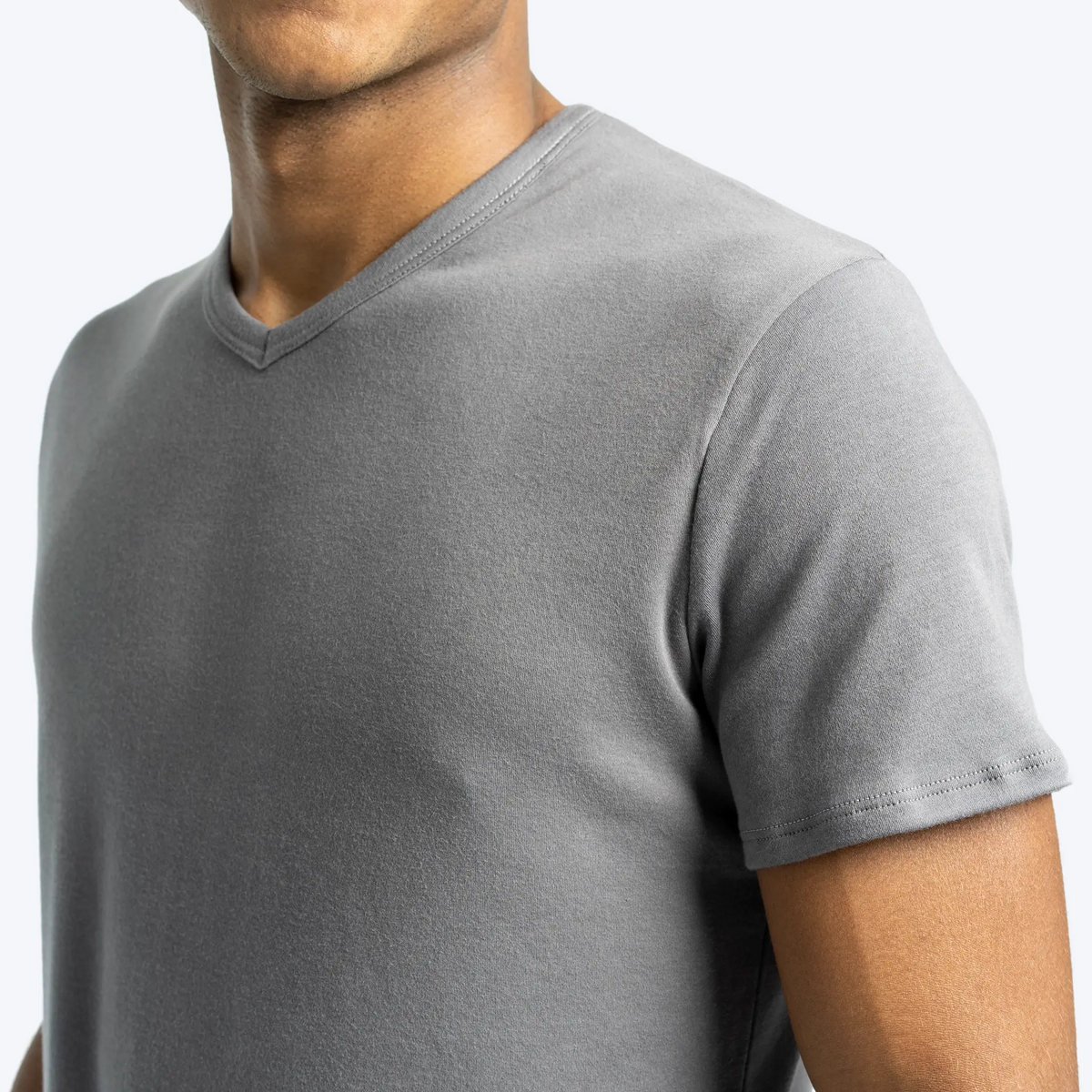 mens comfortable fit tshirt vneck color natural gray