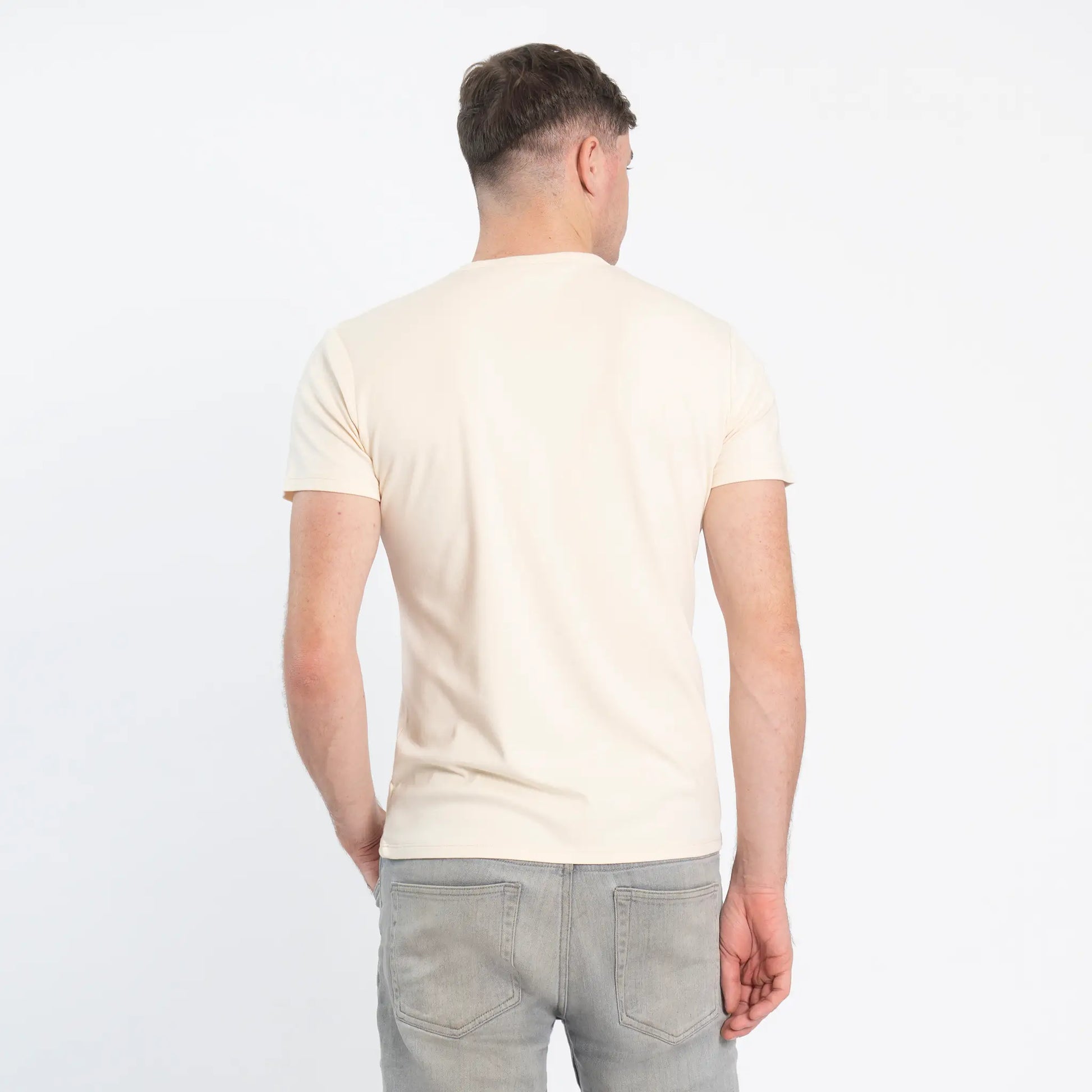 natural mens comfortable fit tshirt vneck color Undyed