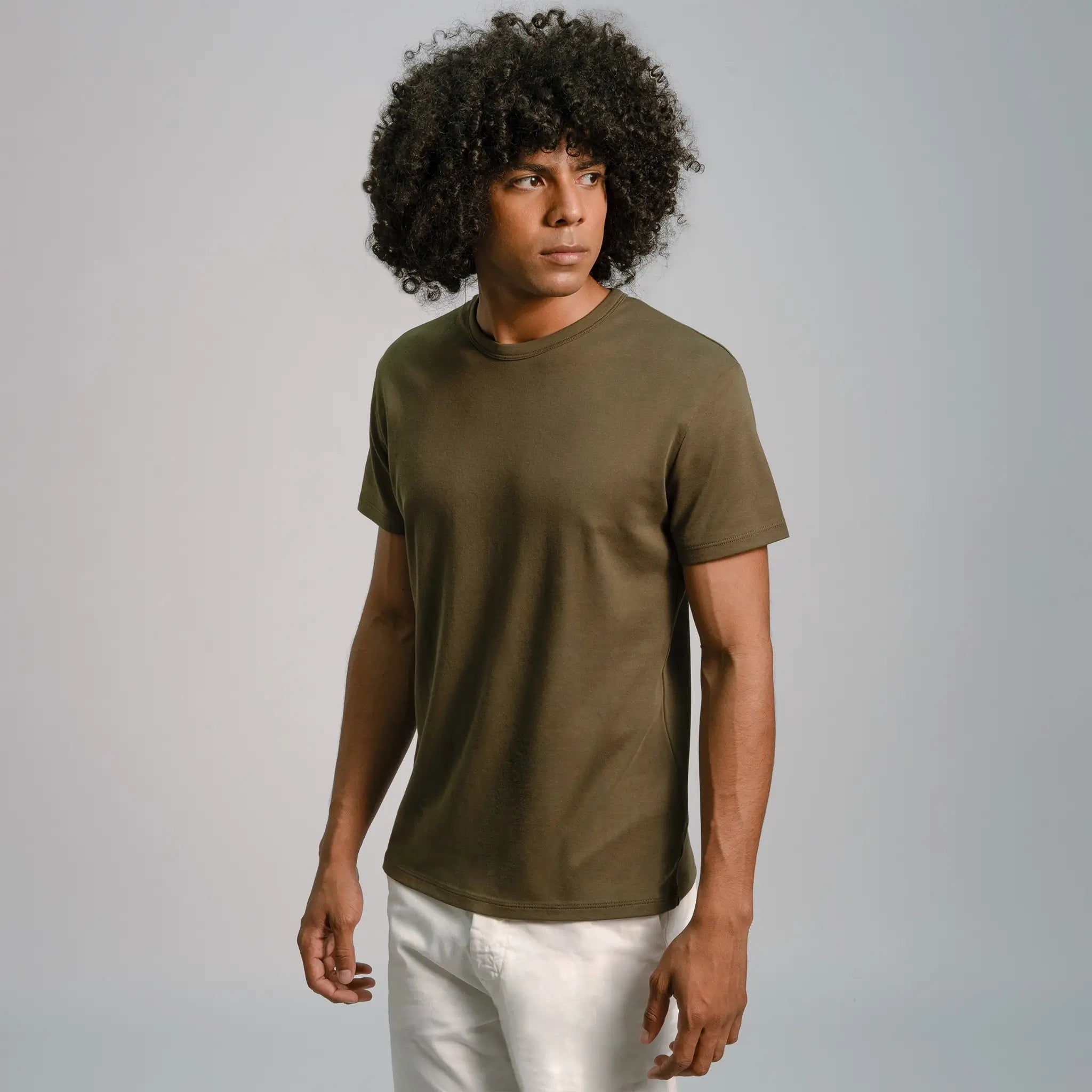 mens eco friendly crew neck color green