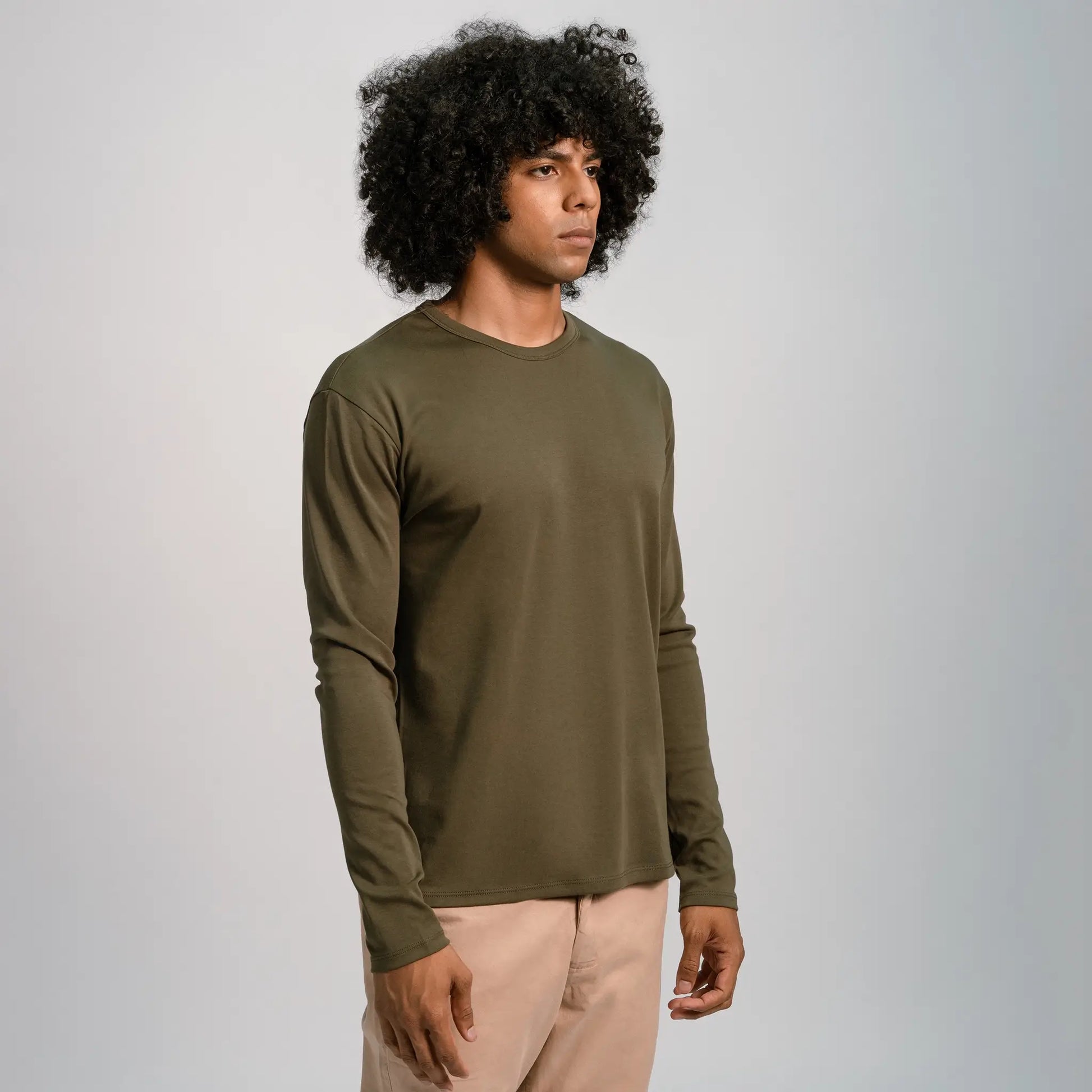 mens eco friendly tshirt long sleeve color green