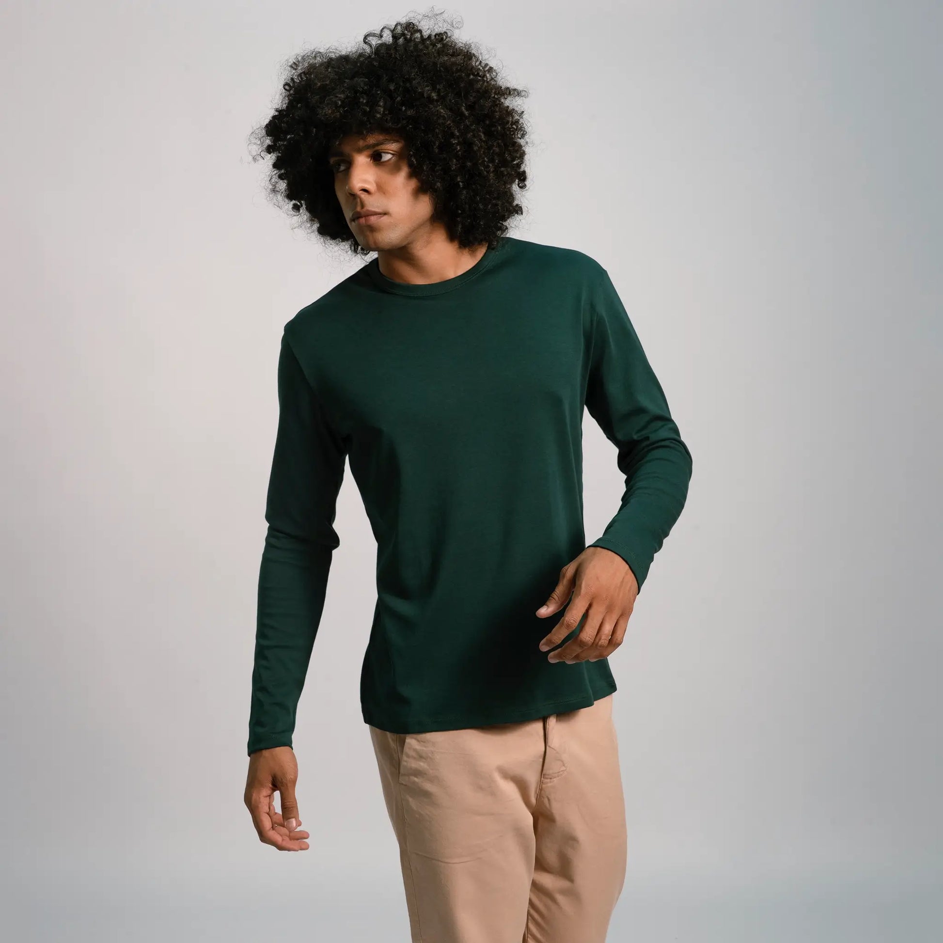 mens low impact dye tshirt long sleeve color dark teal