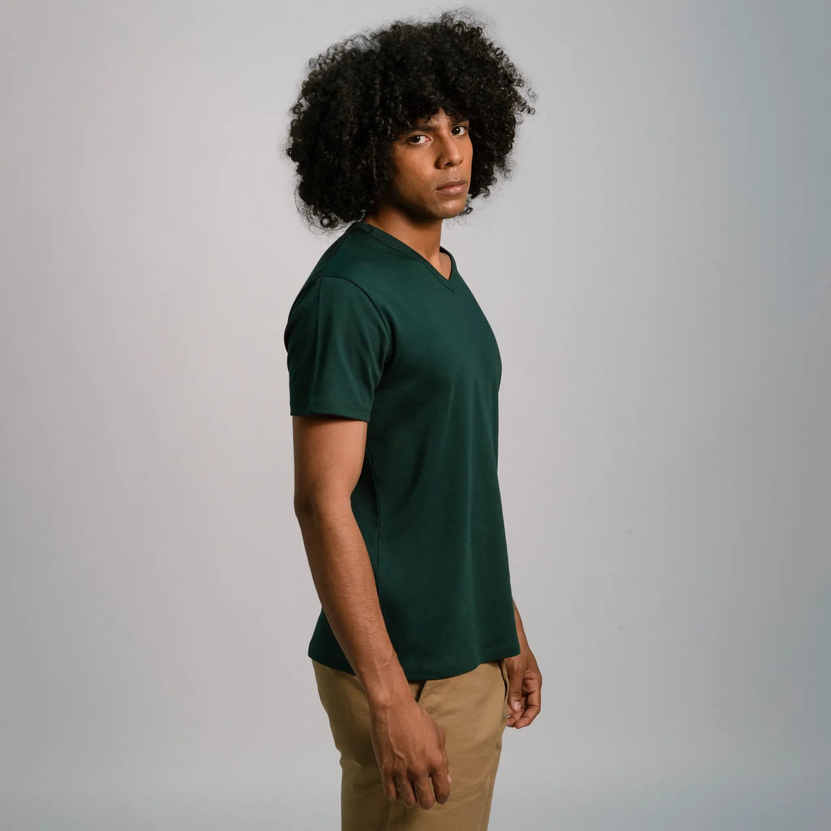 mens low impact dye tshirt vneck color dark teal