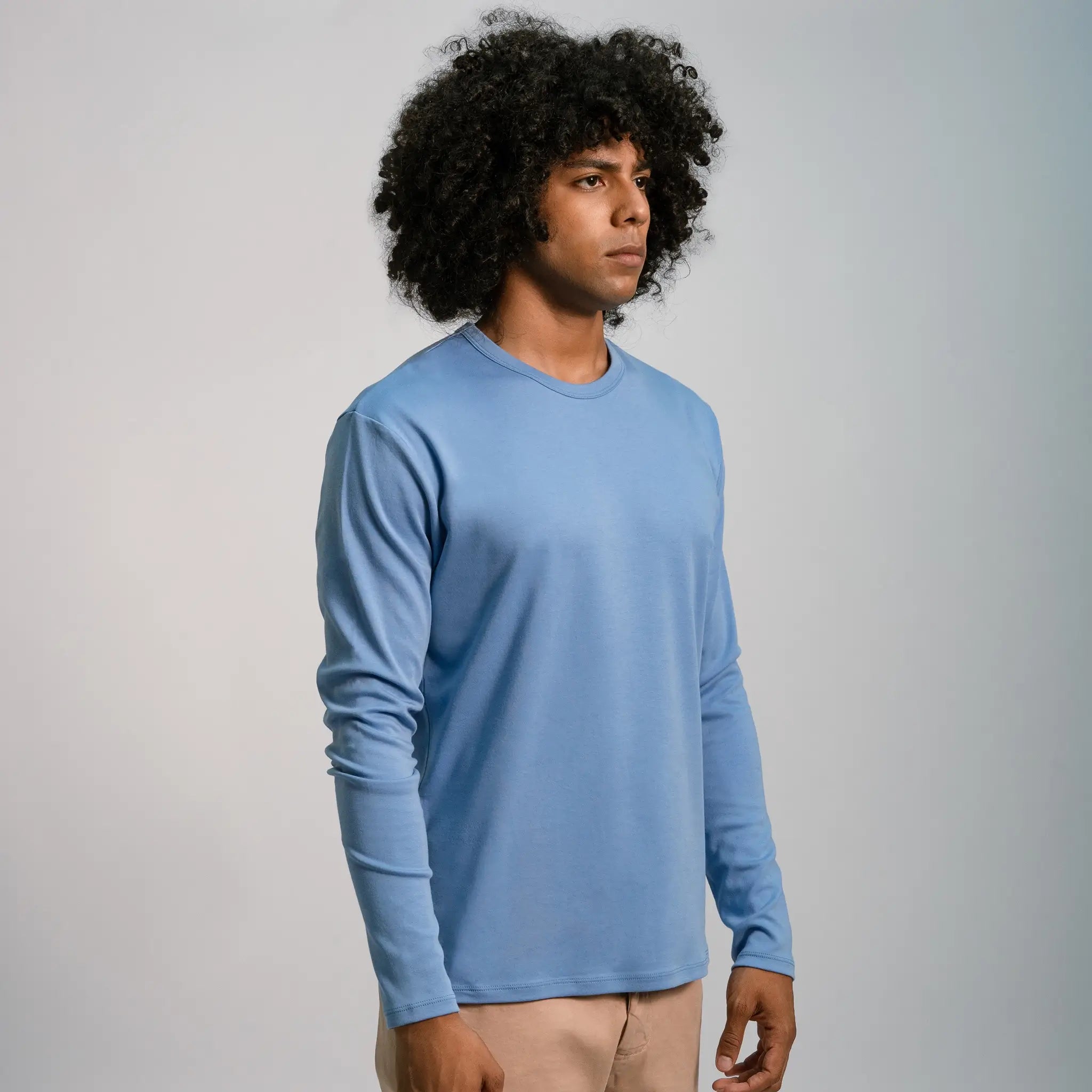 mens most sustainable tshirt long sleeve color sky blue