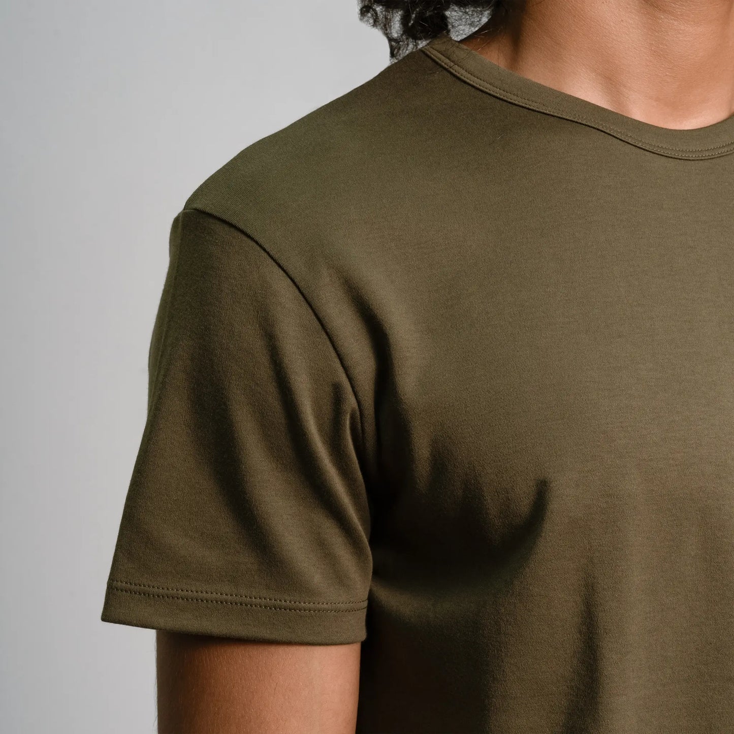 mens natural dye crew neck color green