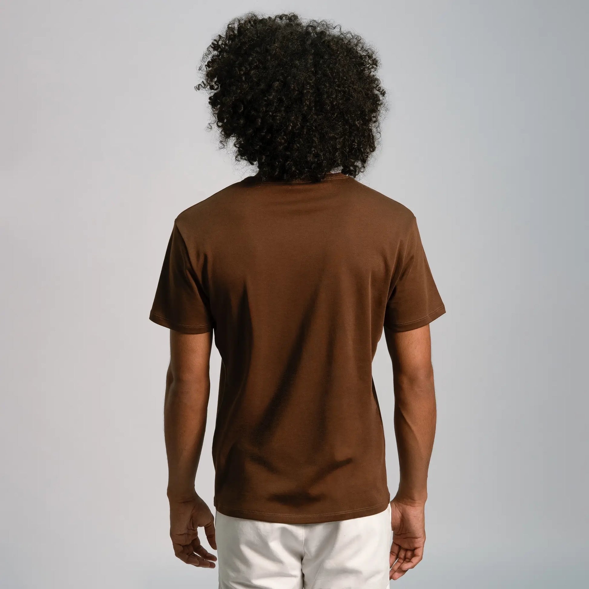 mens organic cotton crew neck color brown