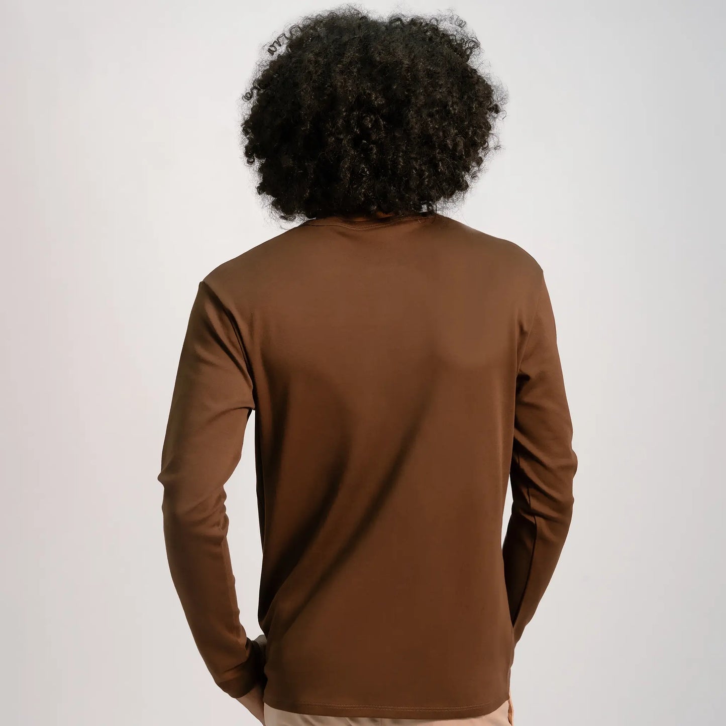 mens organic cotton tshirt long sleeve color brown