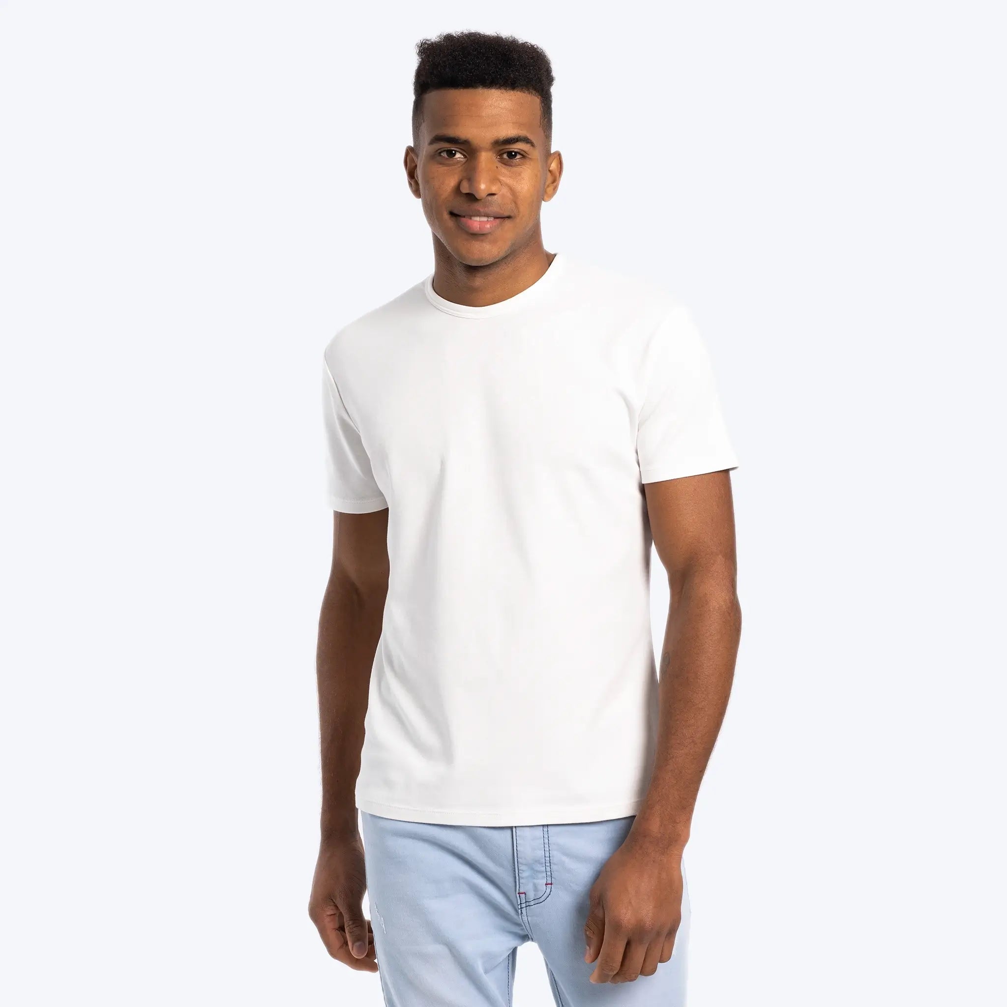 mens pima cotton tshirt crew neck color white
