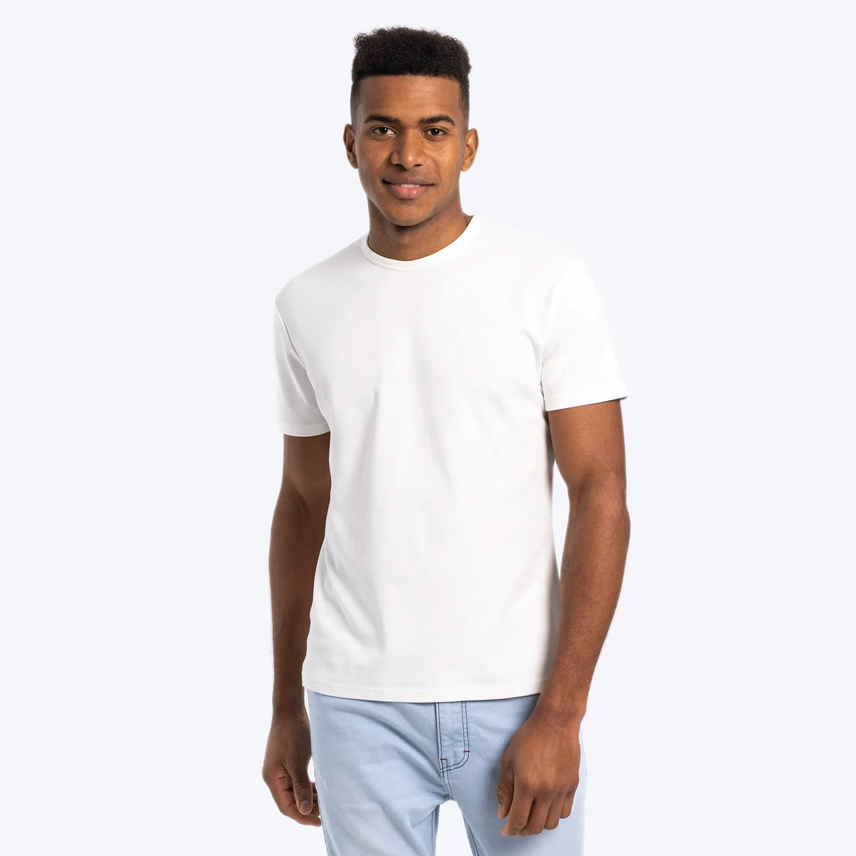 mens pima cotton tshirt crew neck color white