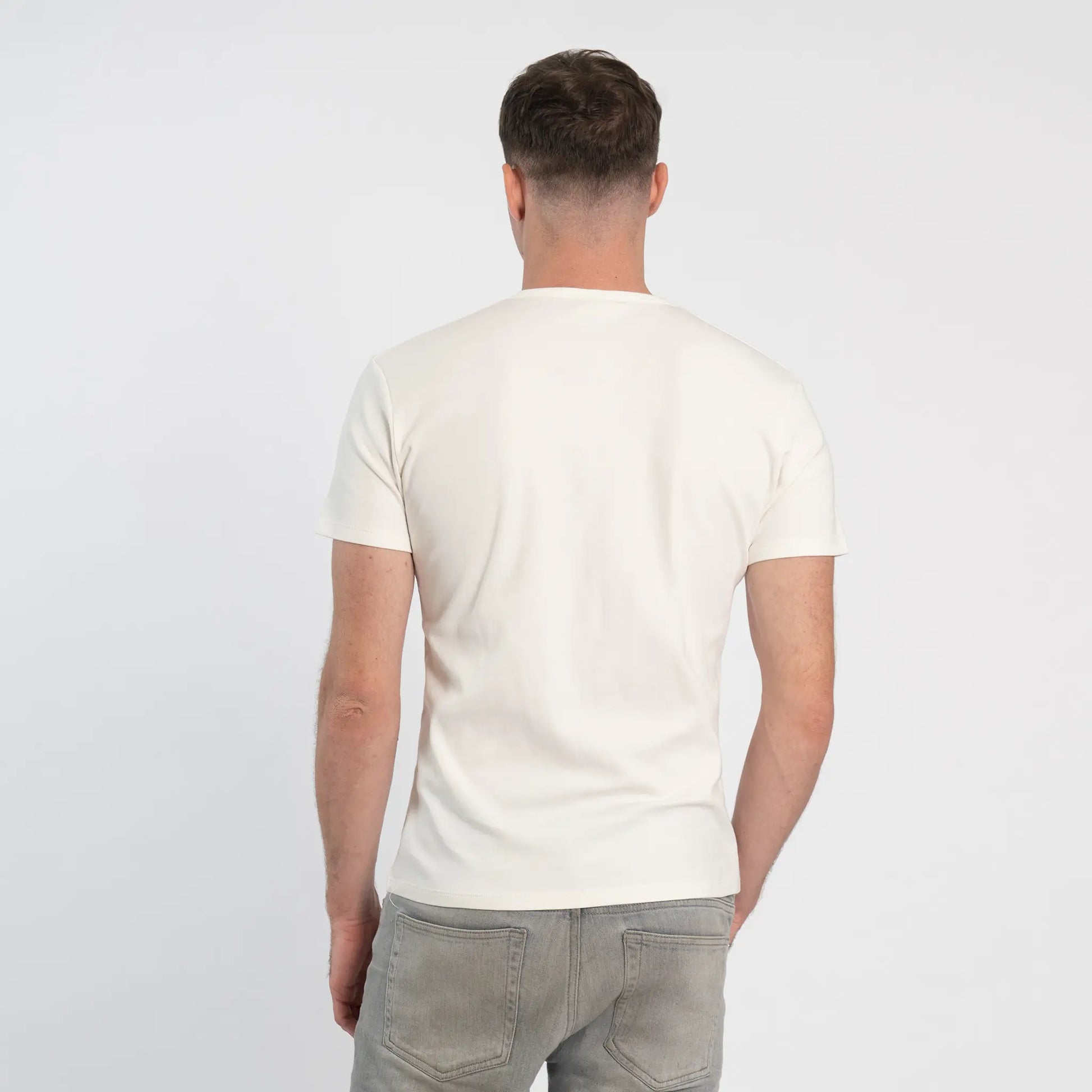 mens pima cotton tshirt vneck color white