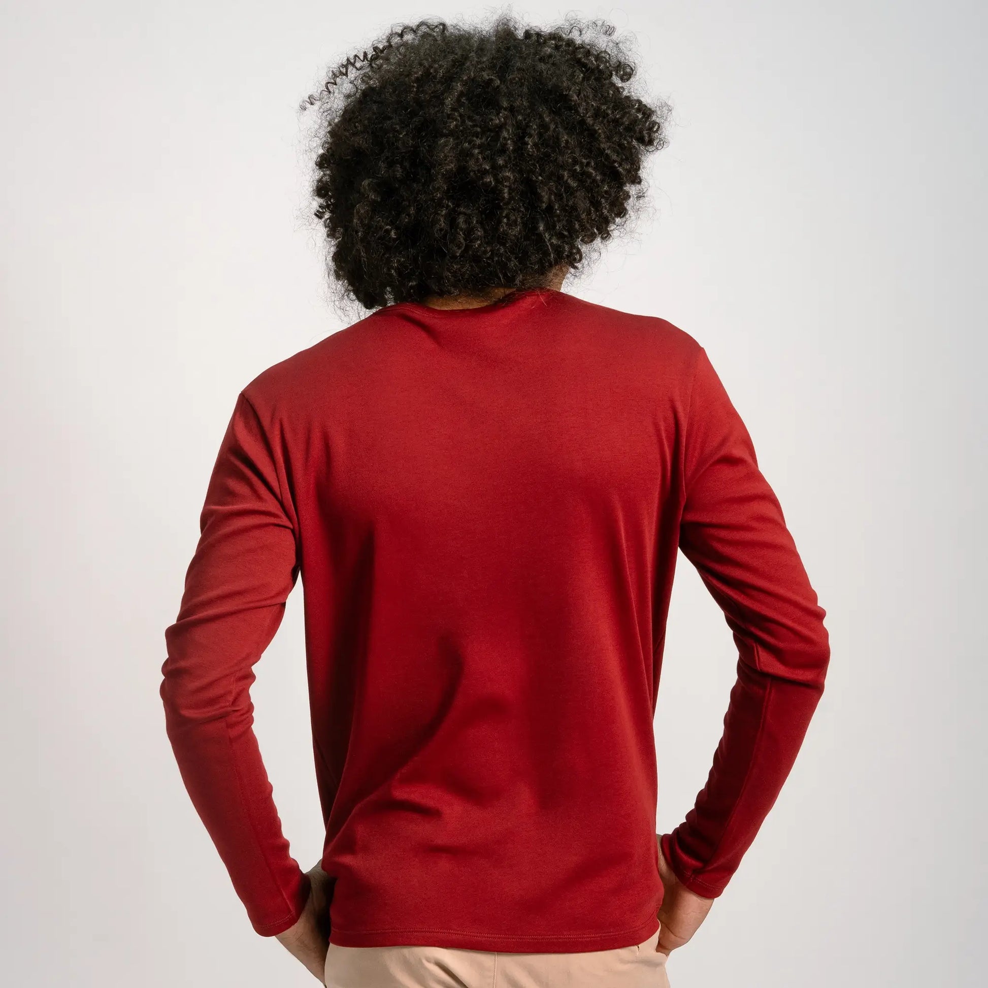 mens smooth pima cotton tshirt long sleeve color maroon