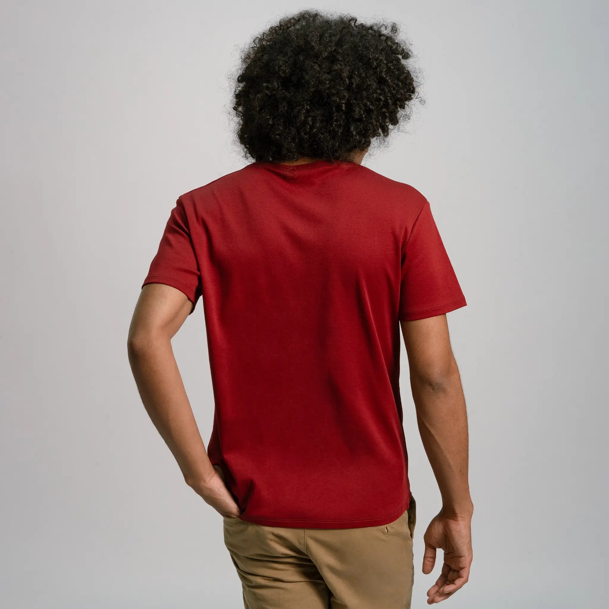 mens smooth pima cotton tshirt vneck color maroon