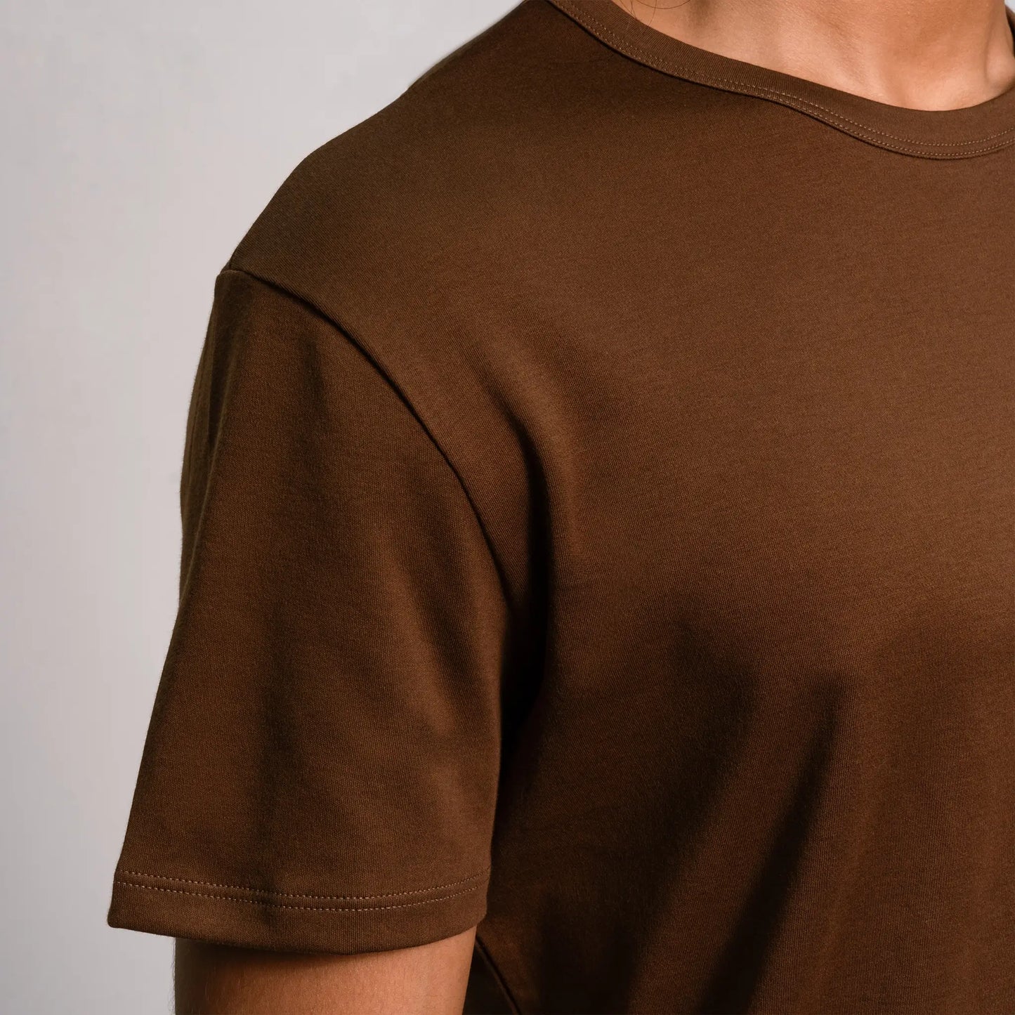 mens sustainable brand crew neck color brown