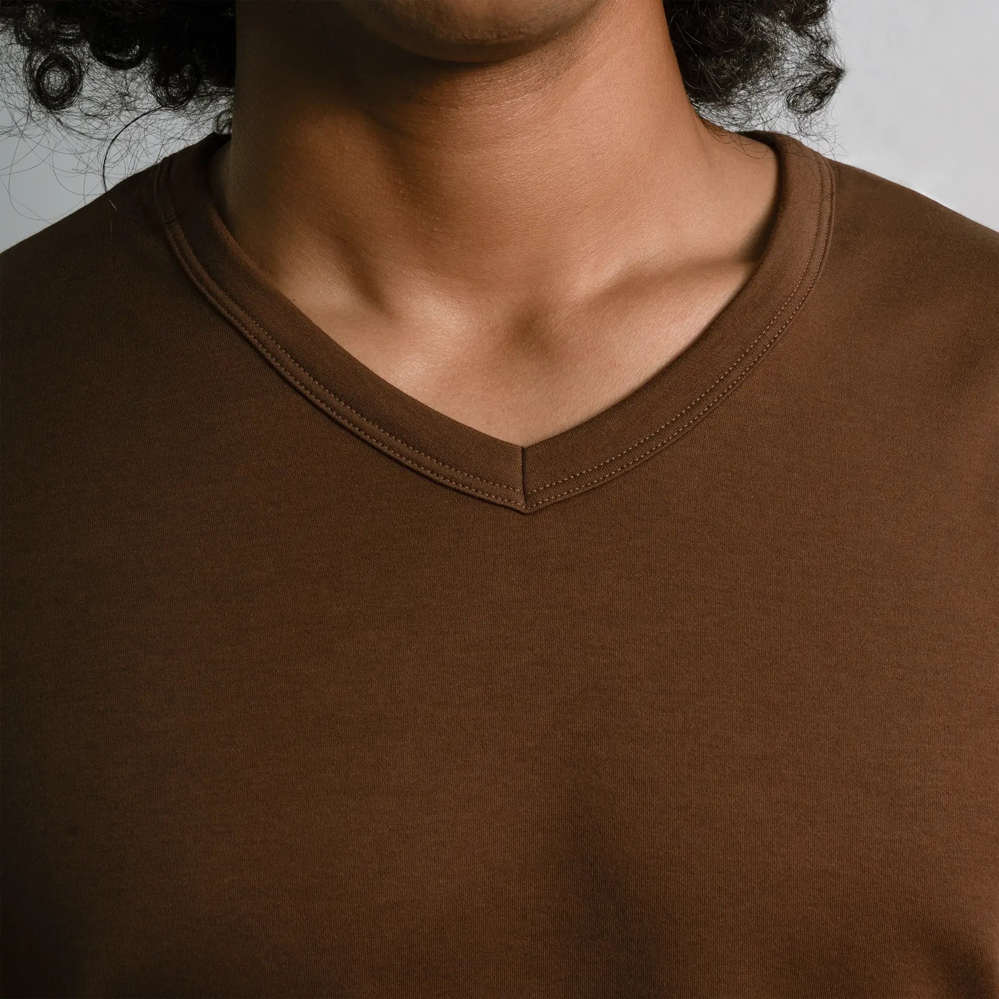 mens sustainable brand tshirt vneck color brown