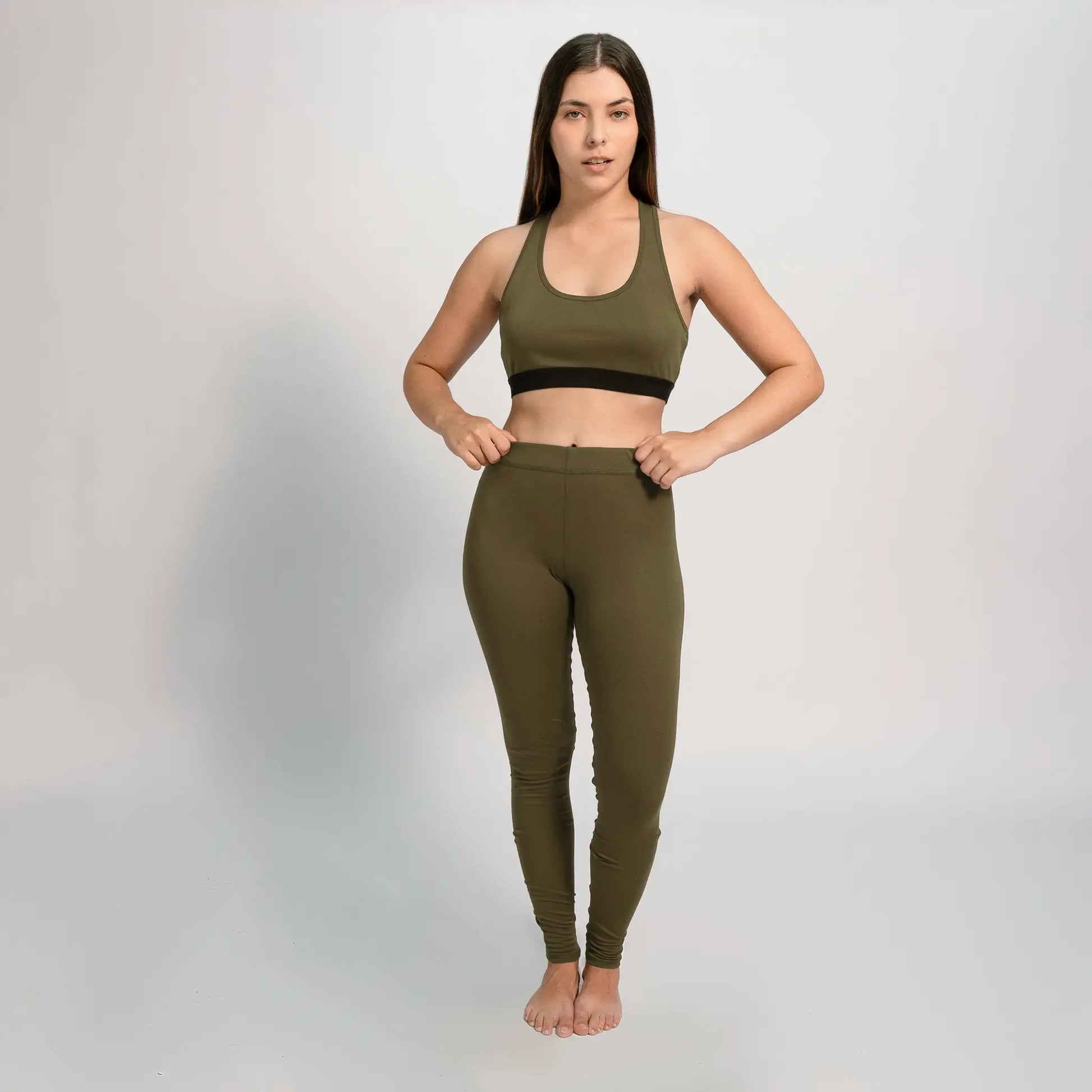 womens all natural leggings color green