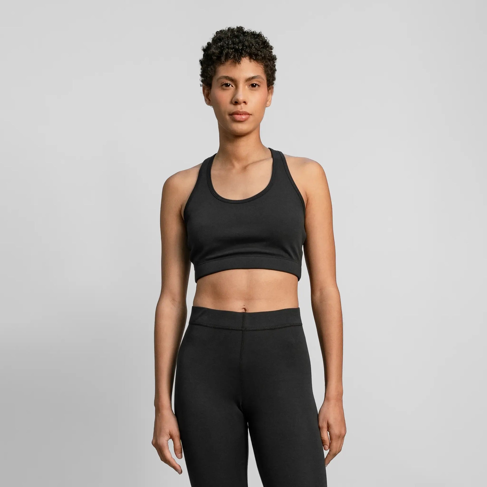 womens all natural sports bra color black