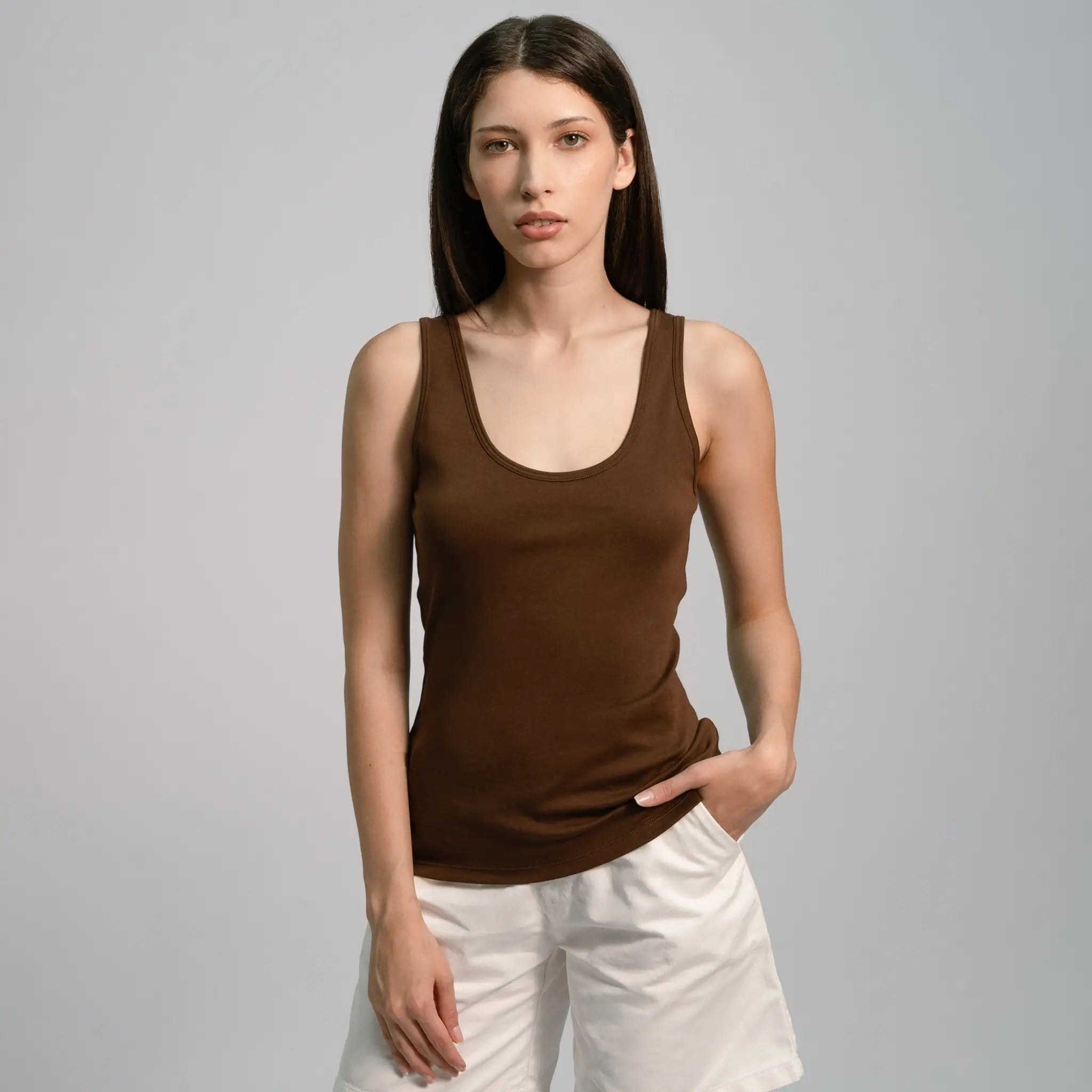 womens all natural tank top color brown