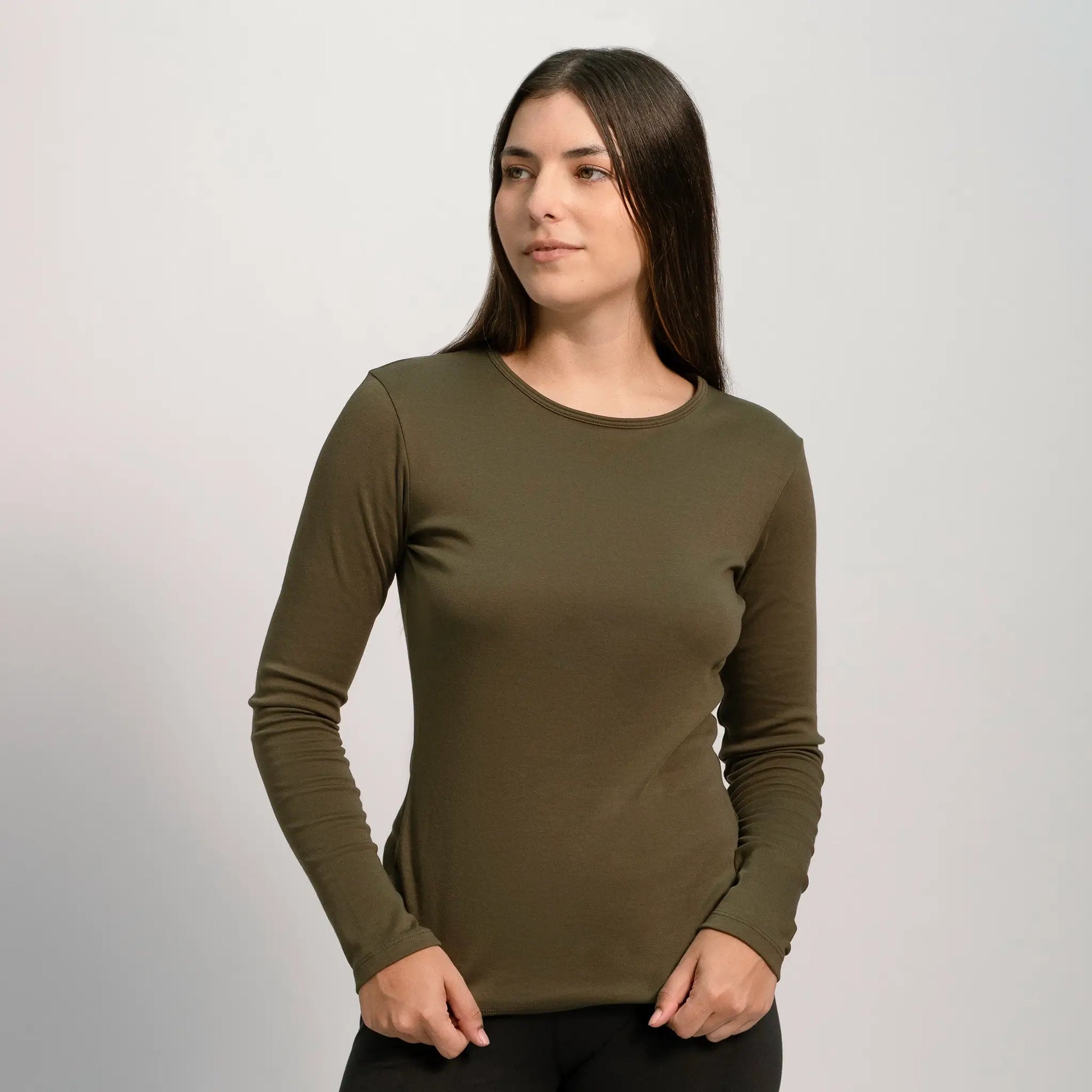 womens all occasions tshirt long sleeve color green