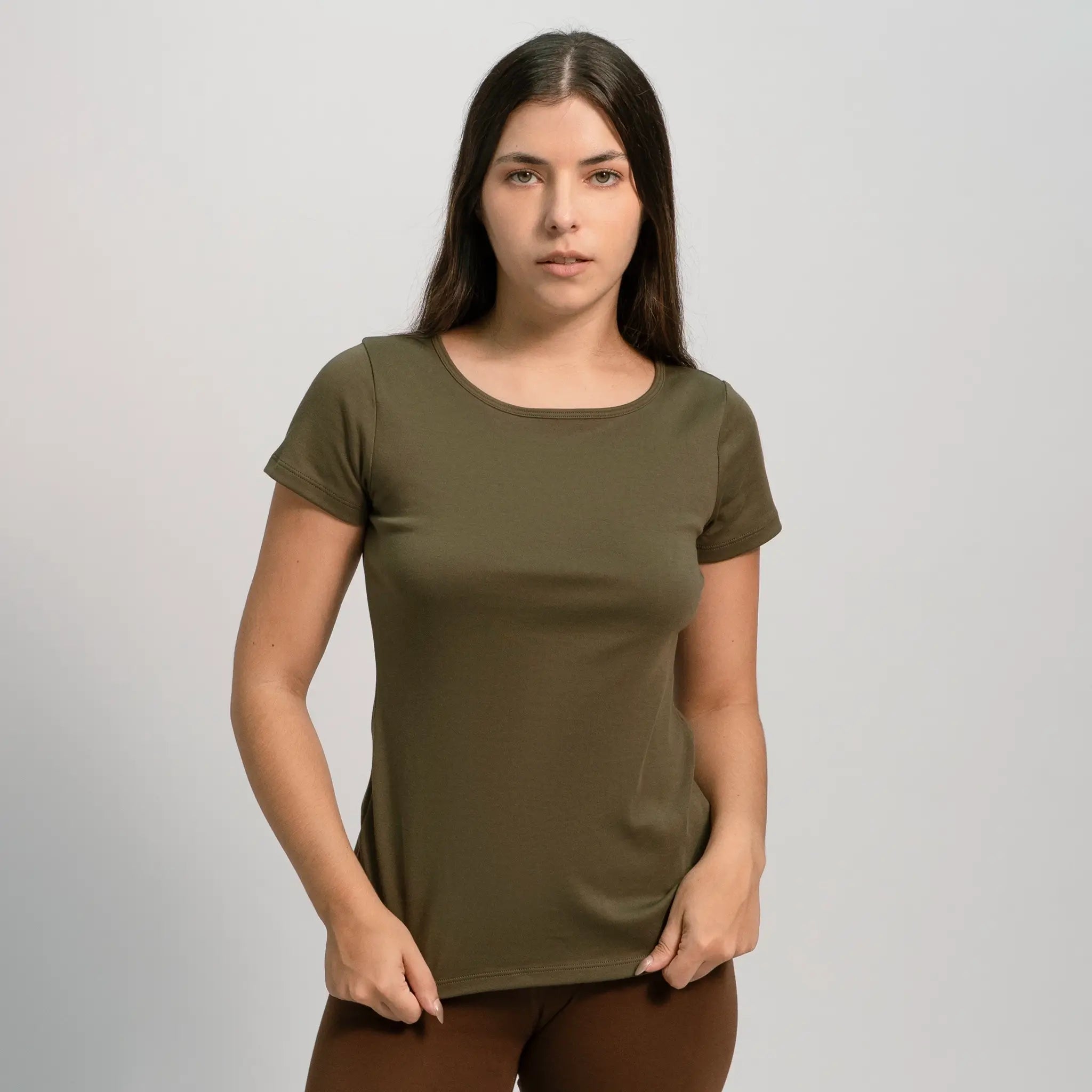 womens biodegradable tshirt crew neck color green