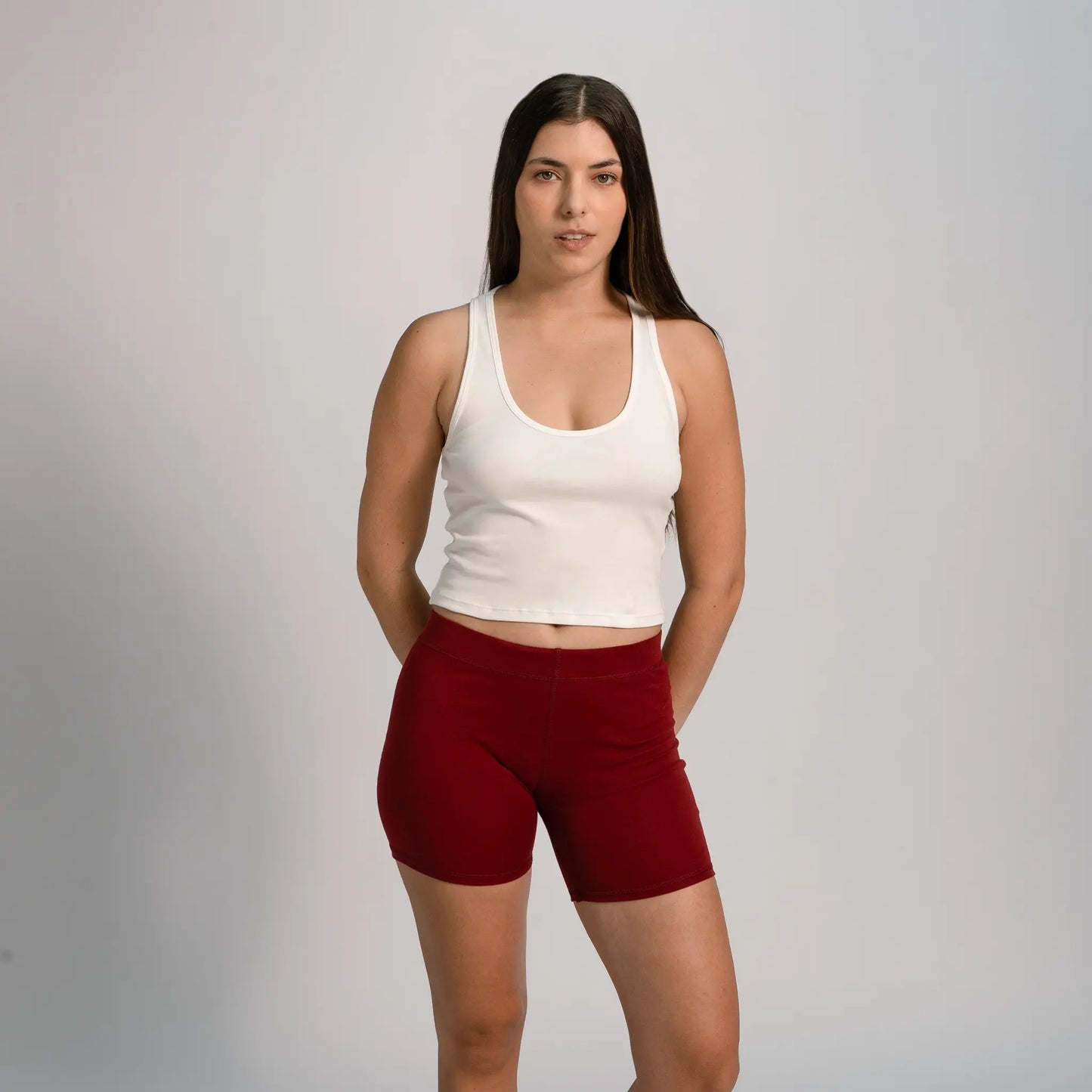 womens chemical free biker shorts color maroon