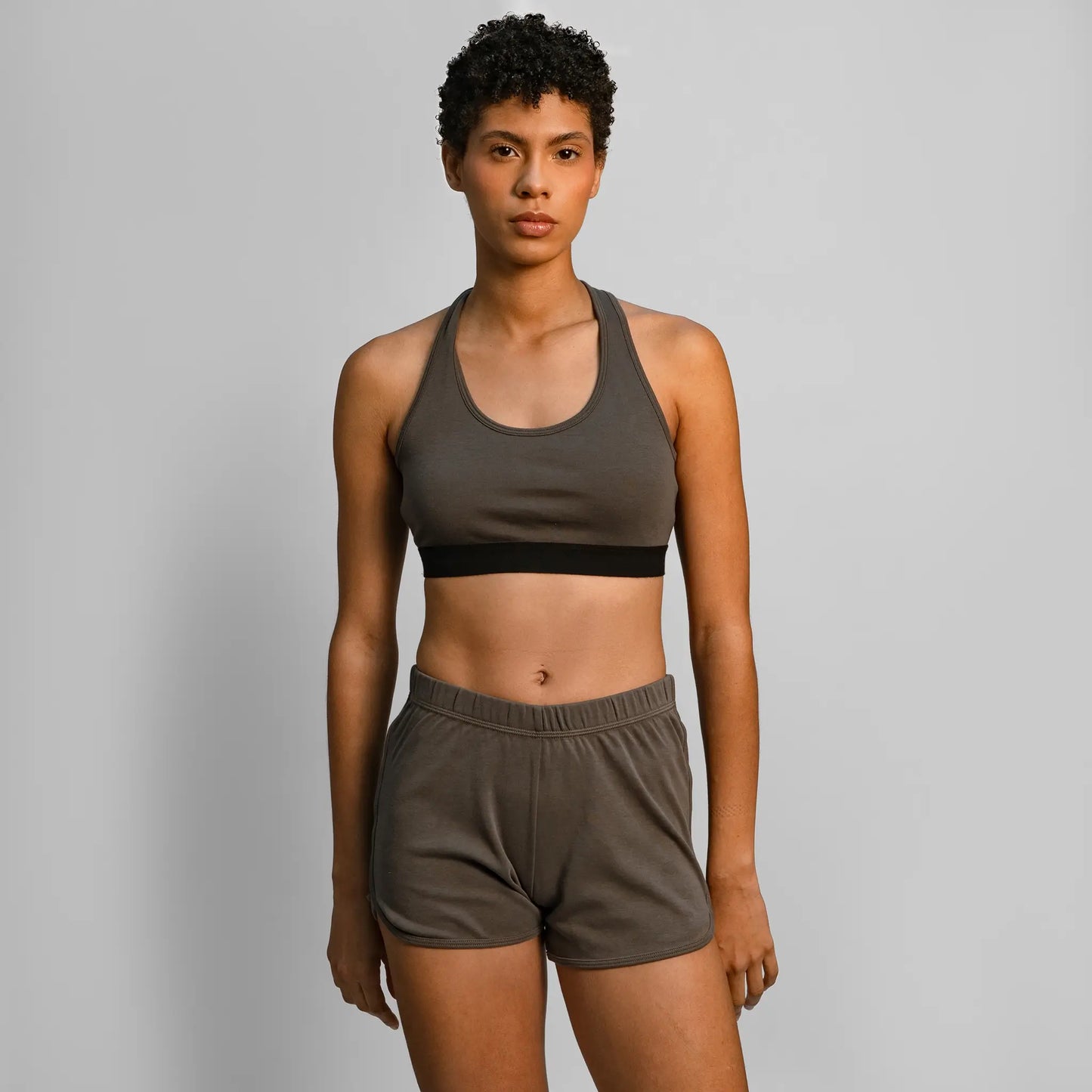 womens conscious shorts color natural gray