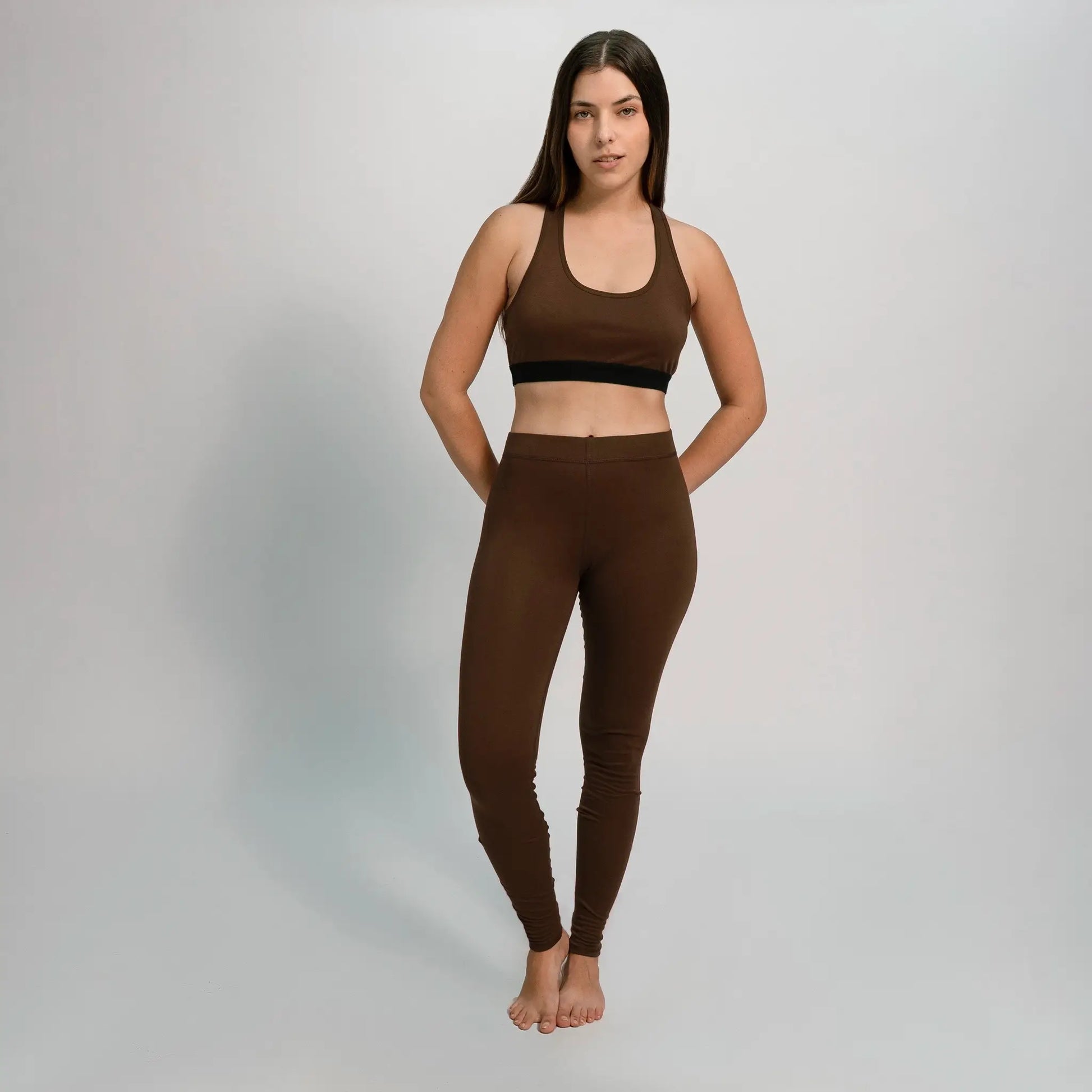 womens eco conscious leggings color brown
