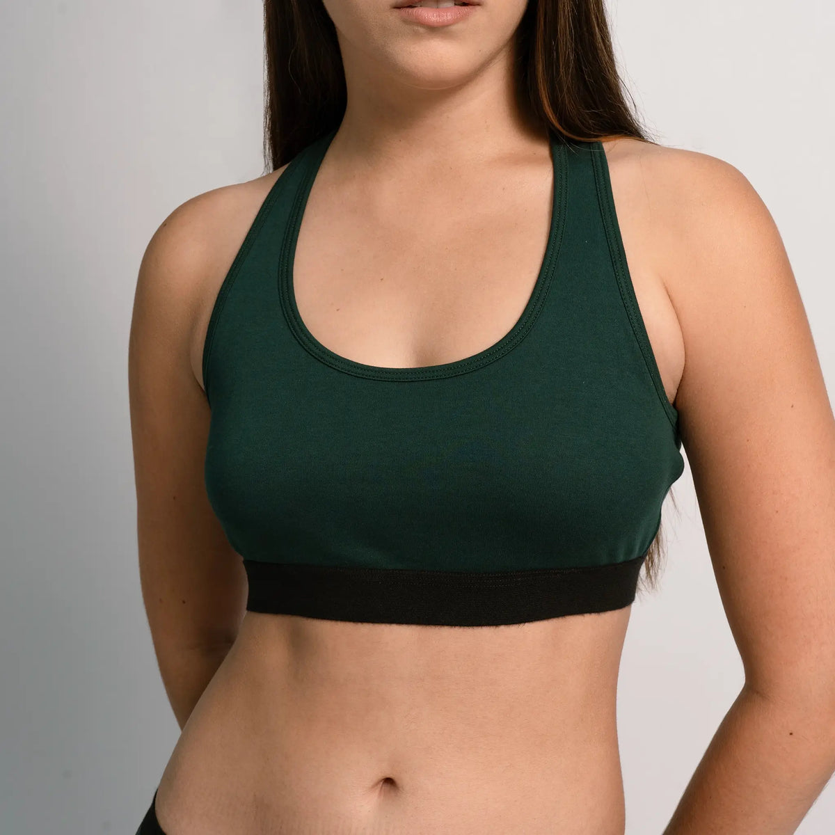 womens eco conscious sports bra color dark teal