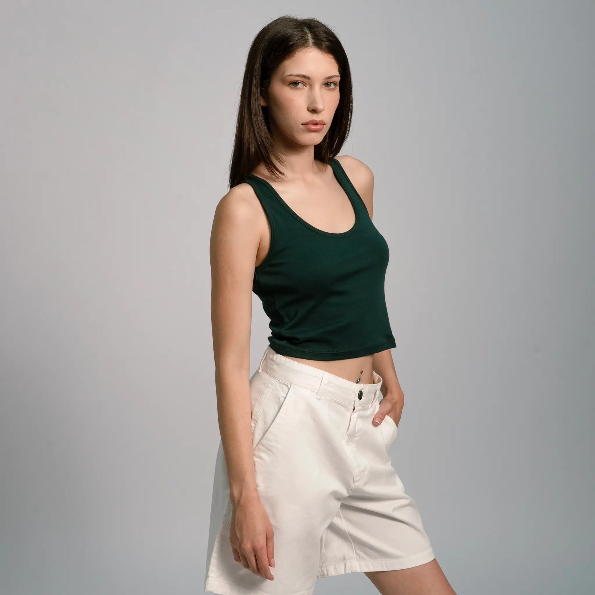 womens eco friendly short tank color dark teal