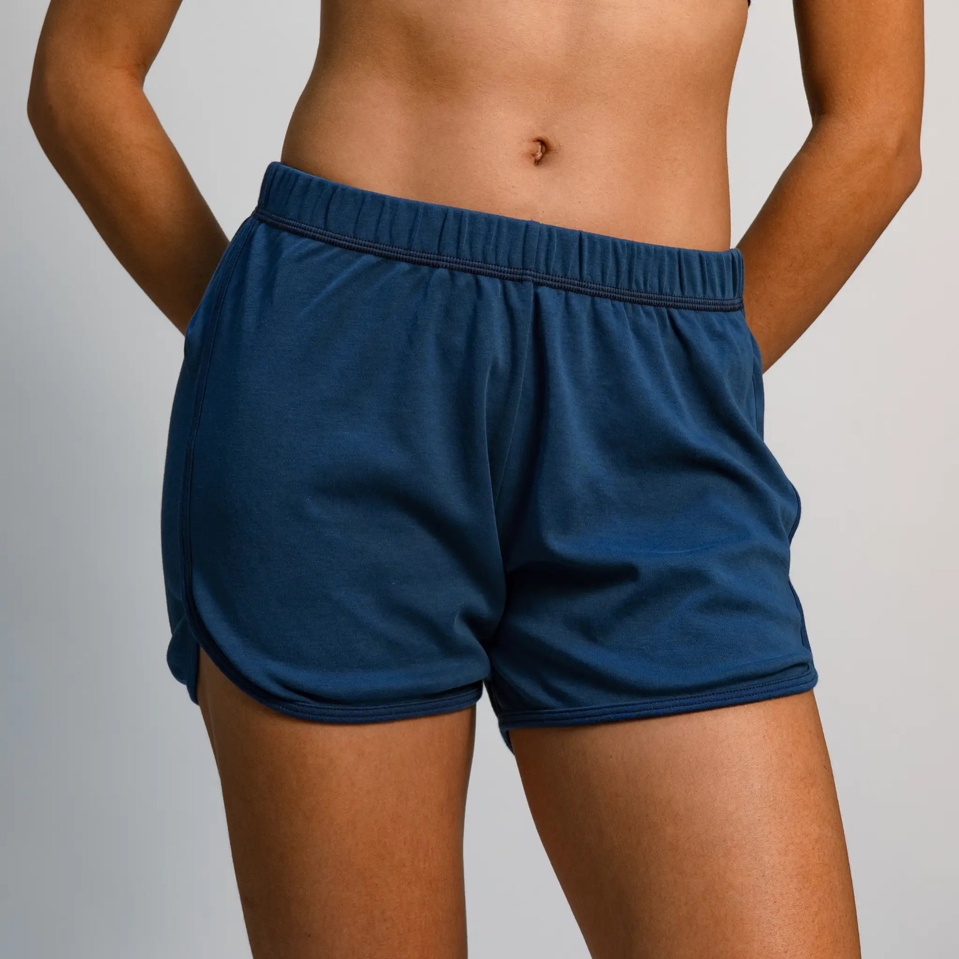 womens eco friendly shorts color navy blue