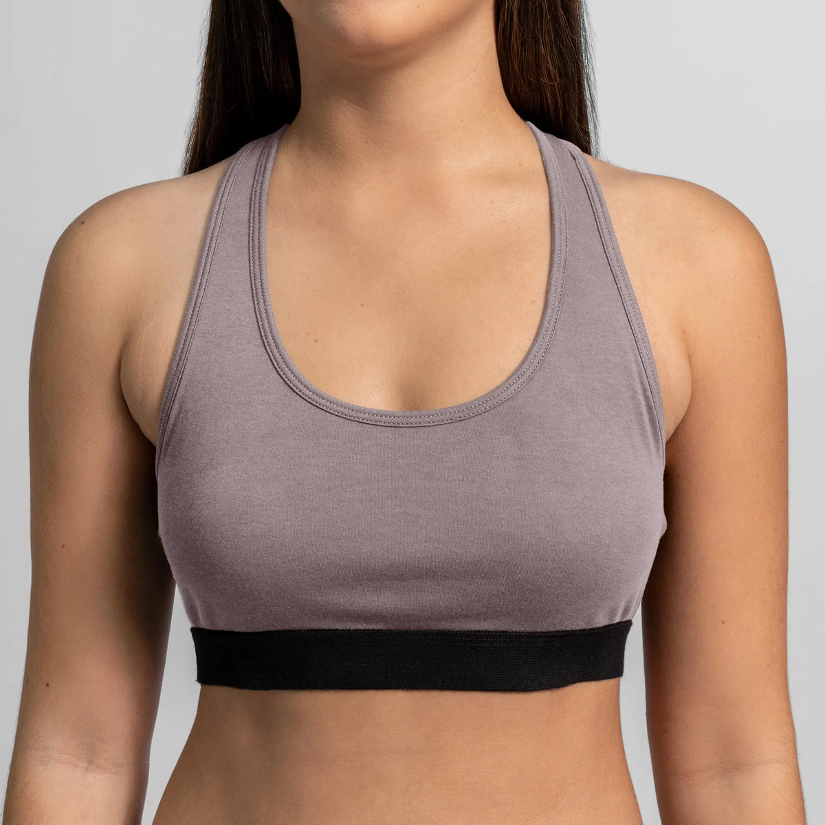 womens eco friendly sports bra color natural gray