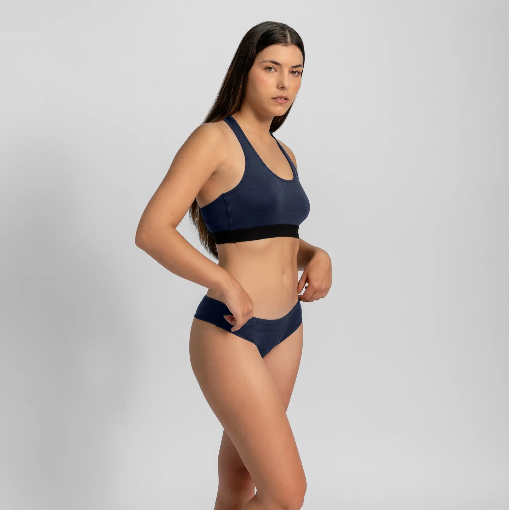 womens eco friendly thong color navy blue