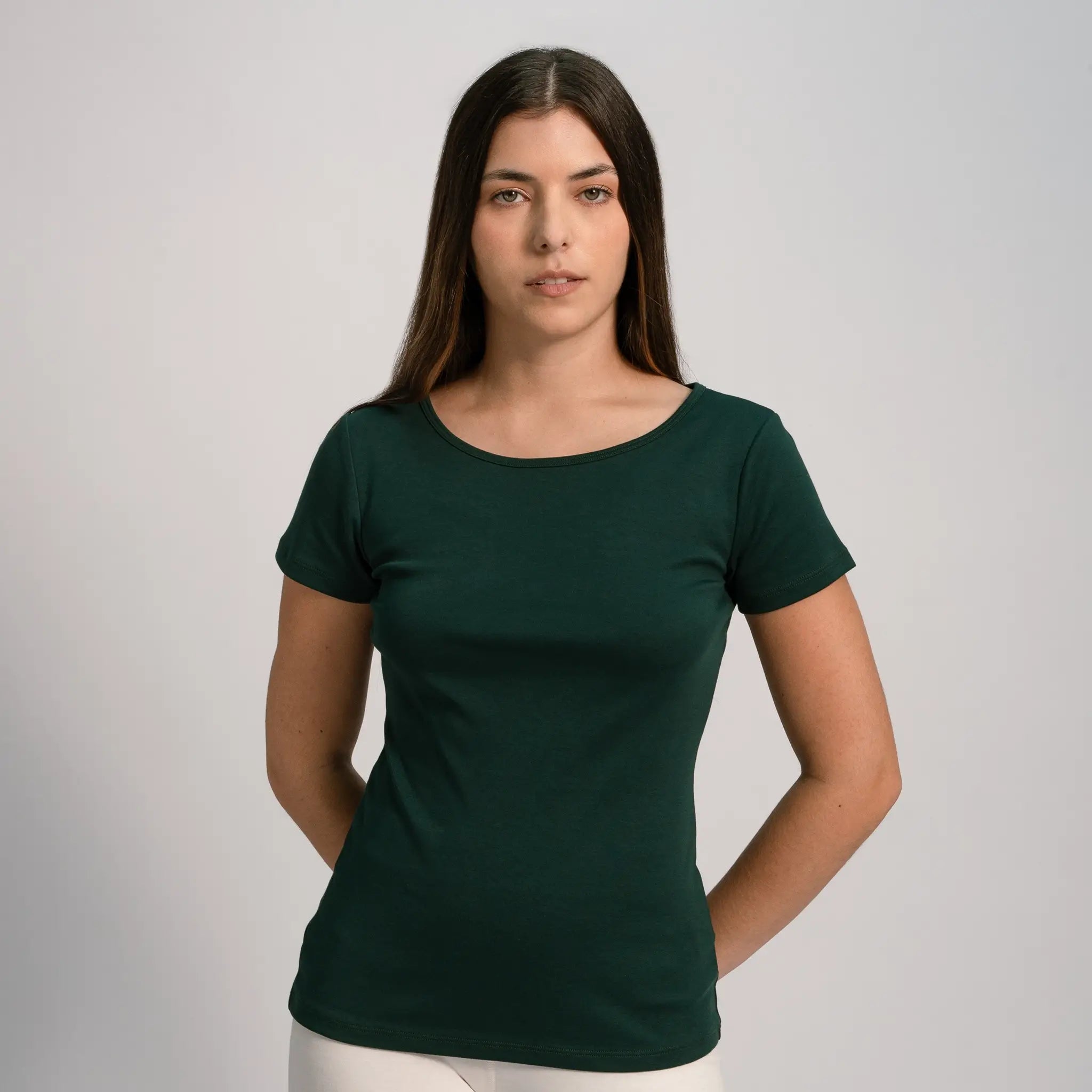 womens eco friendly tshirt crew neck color dark teal