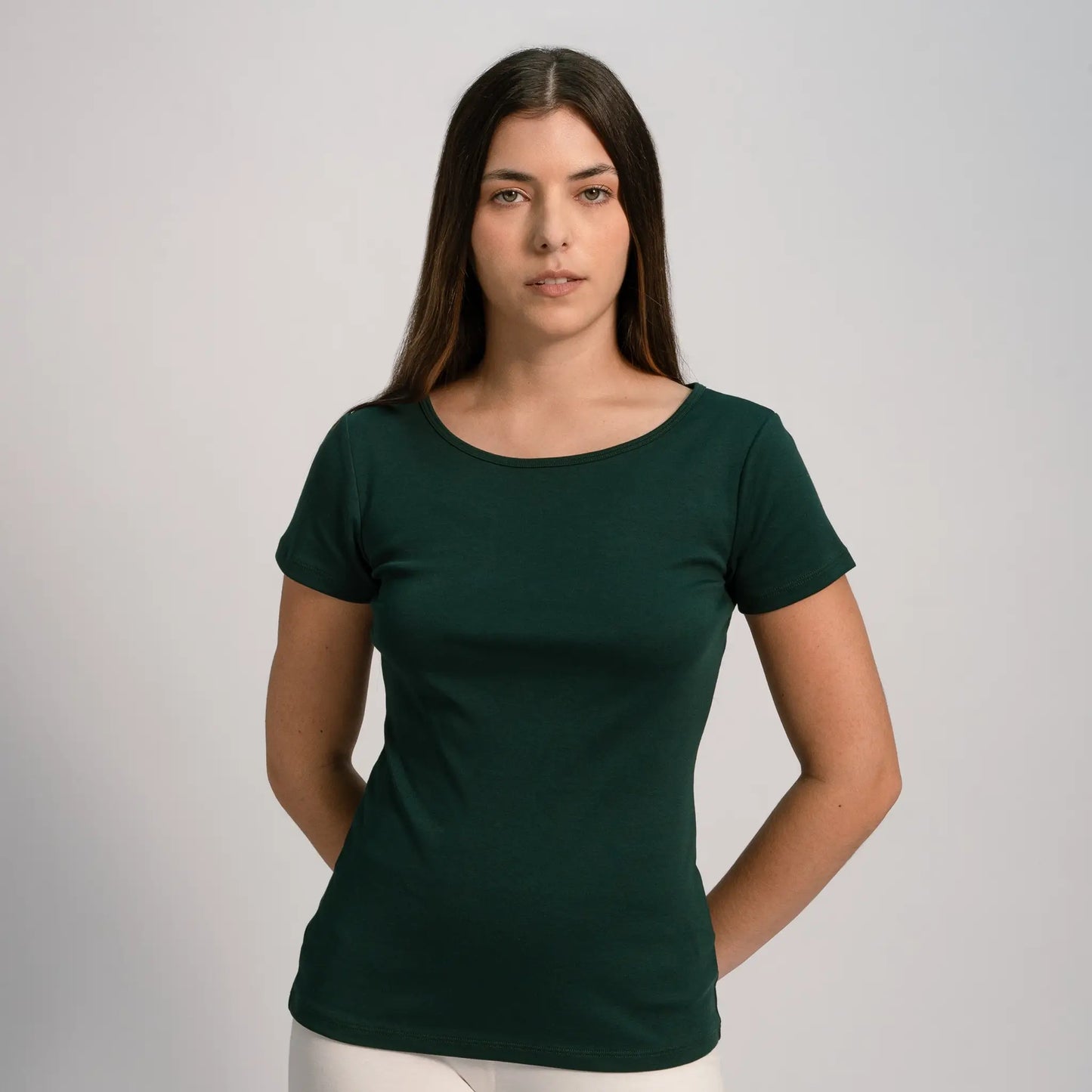womens eco friendly tshirt crew neck color dark teal