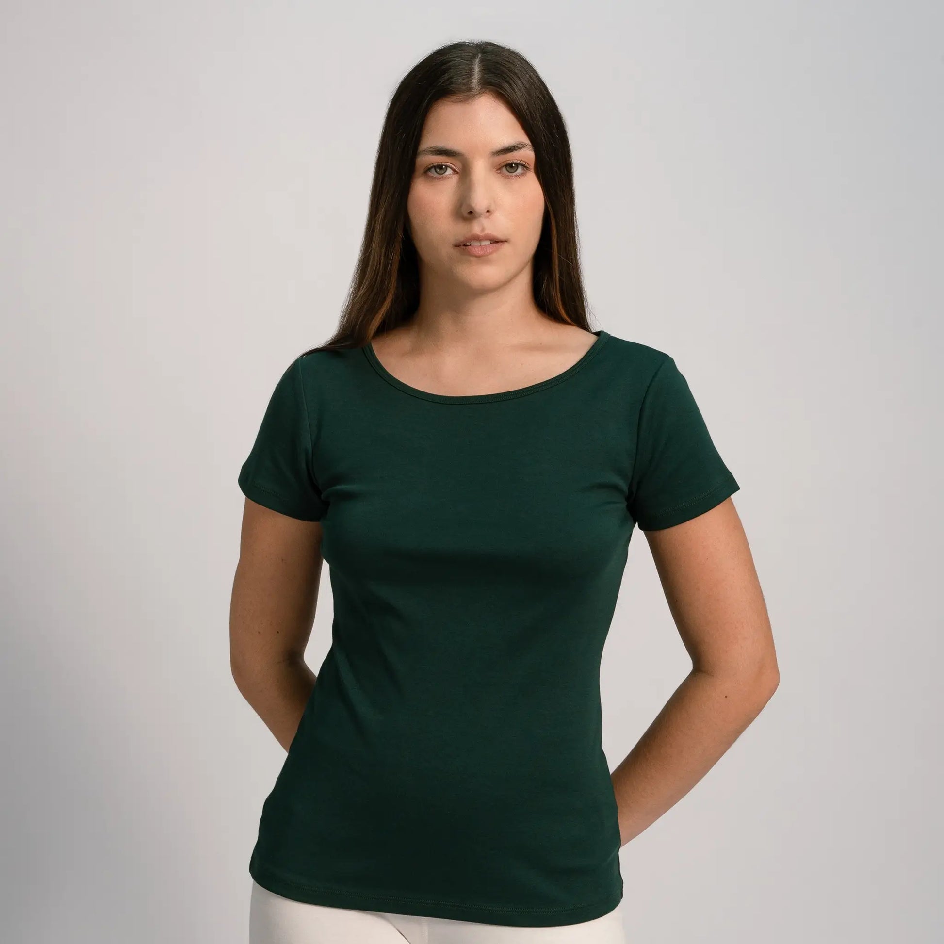 womens eco friendly tshirt crew neck color dark teal