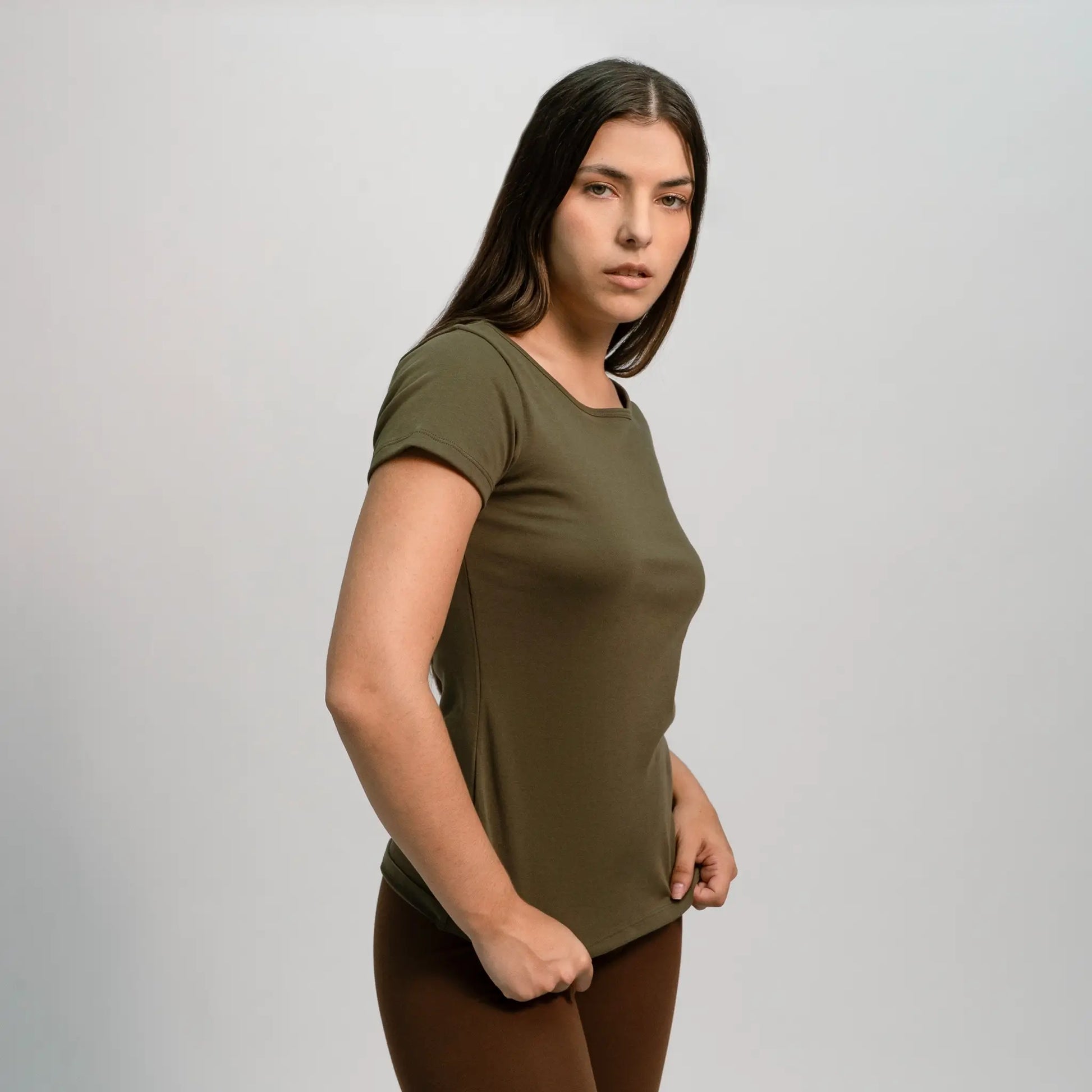 womens eco friendly tshirt crew neck color green