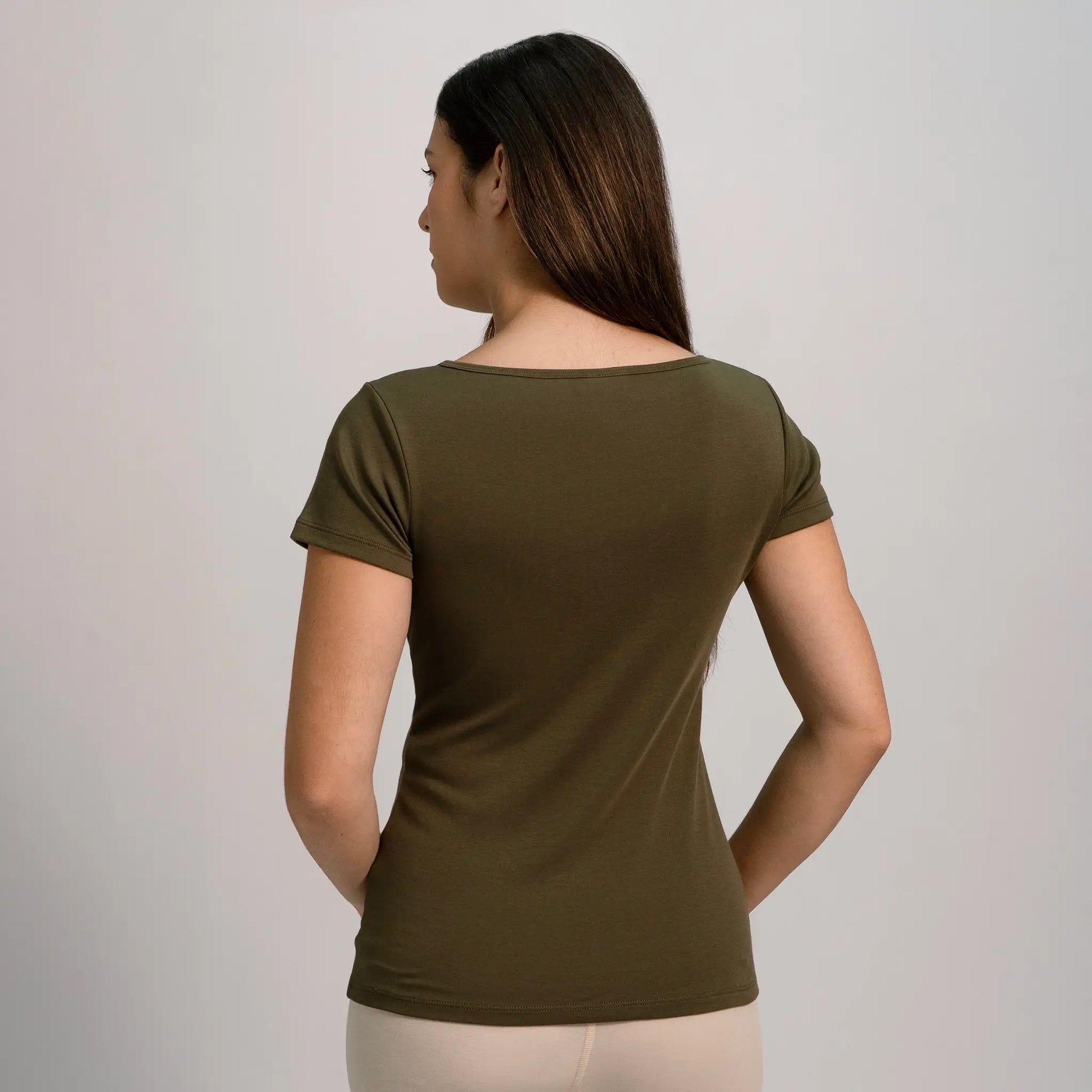 womens eco friendly tshirt vneck color green