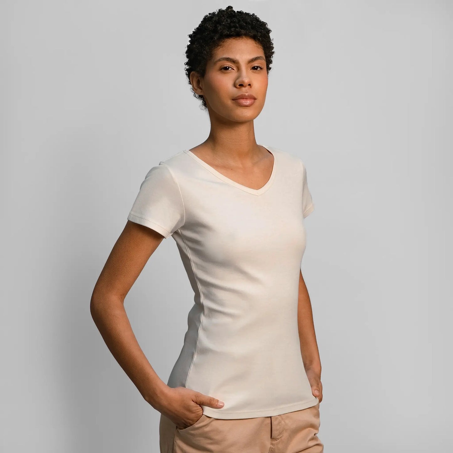 womens eco friendly tshirt vneck color undyed
