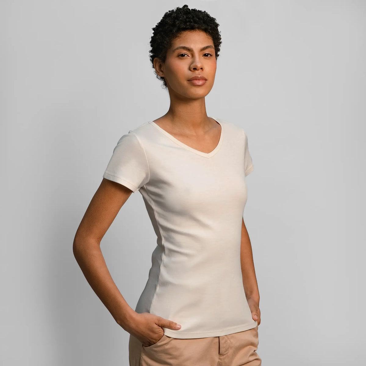 womens eco friendly tshirt vneck color undyed
