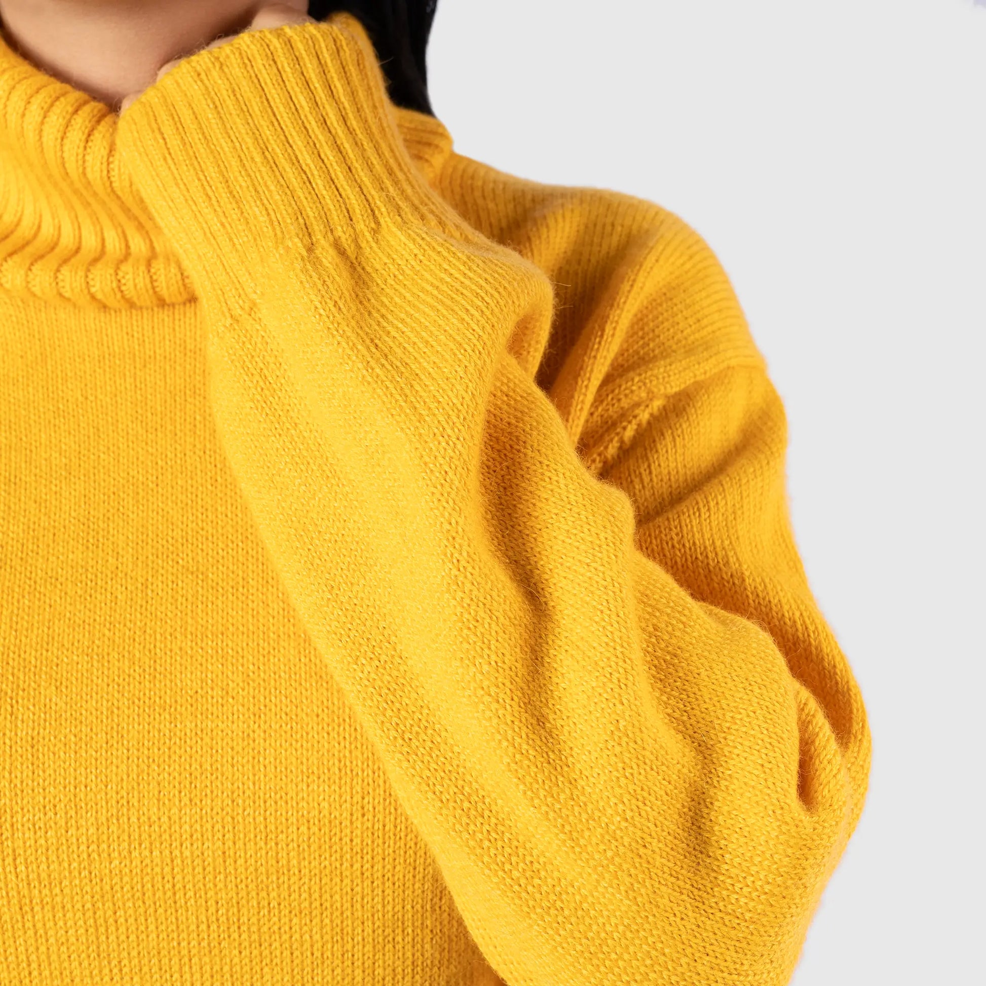 womens ethical alpaca wool turtleneck sweater color yellow