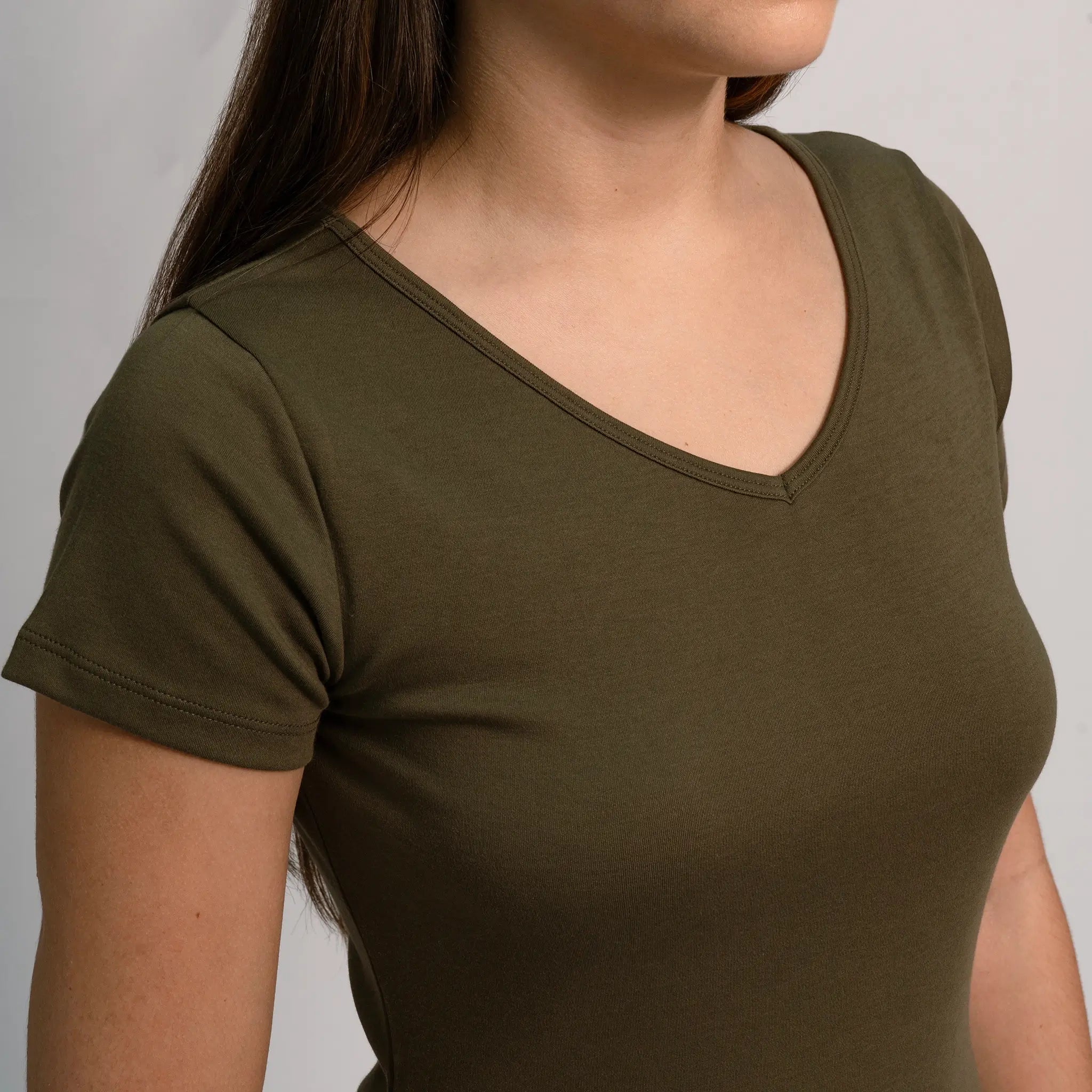 womens finest pima tshirt vneck color green