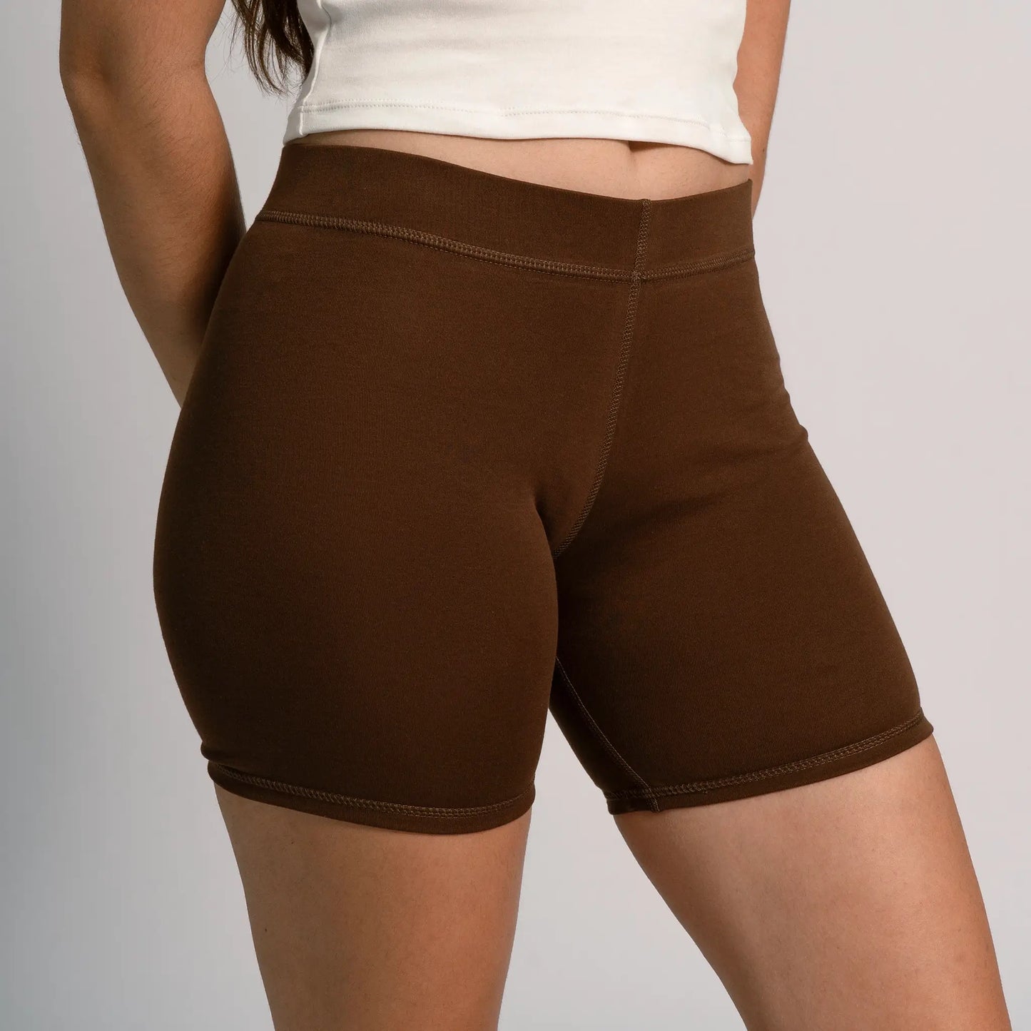 womens gots biker shorts color brown