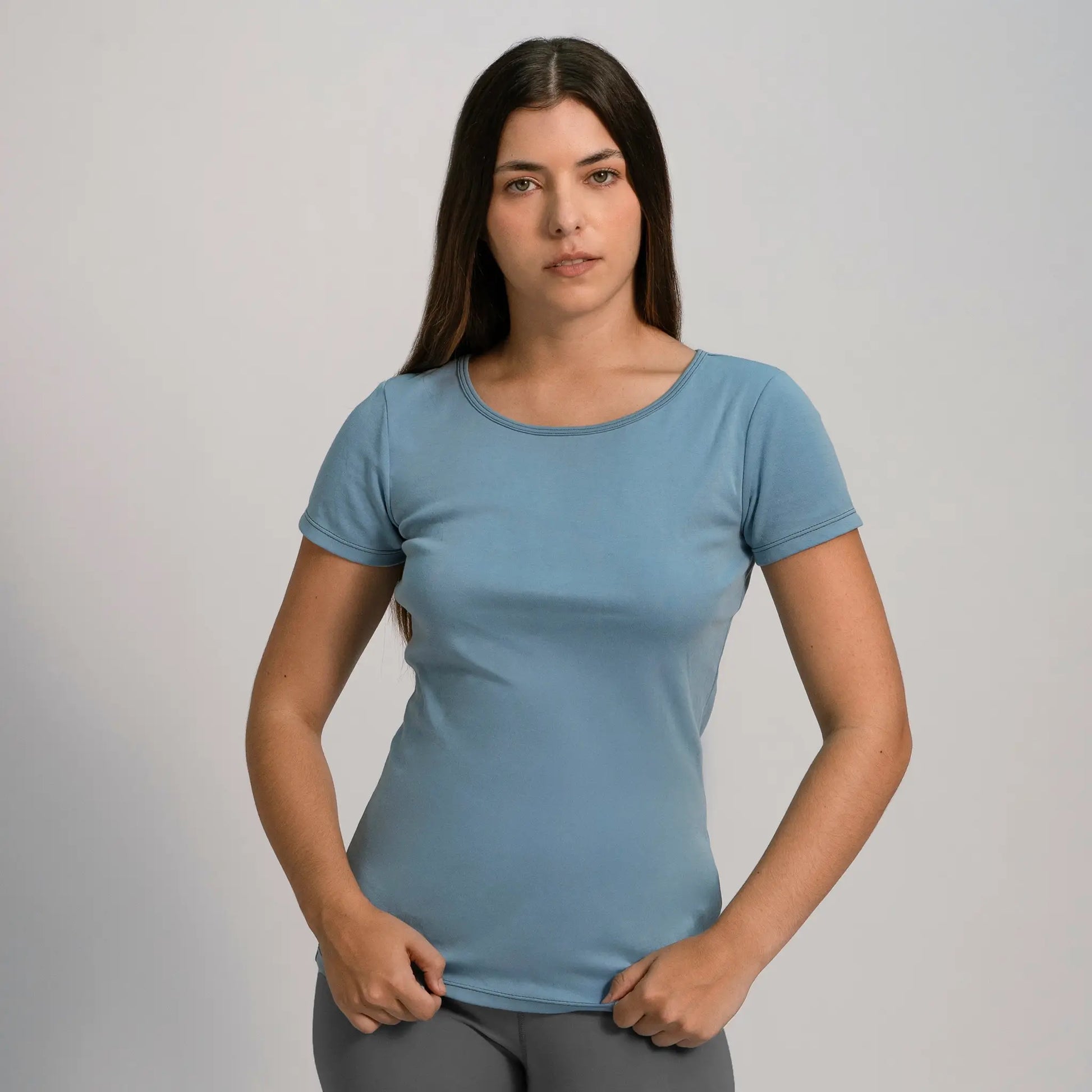 womens gots tshirt crew neck color sky blue