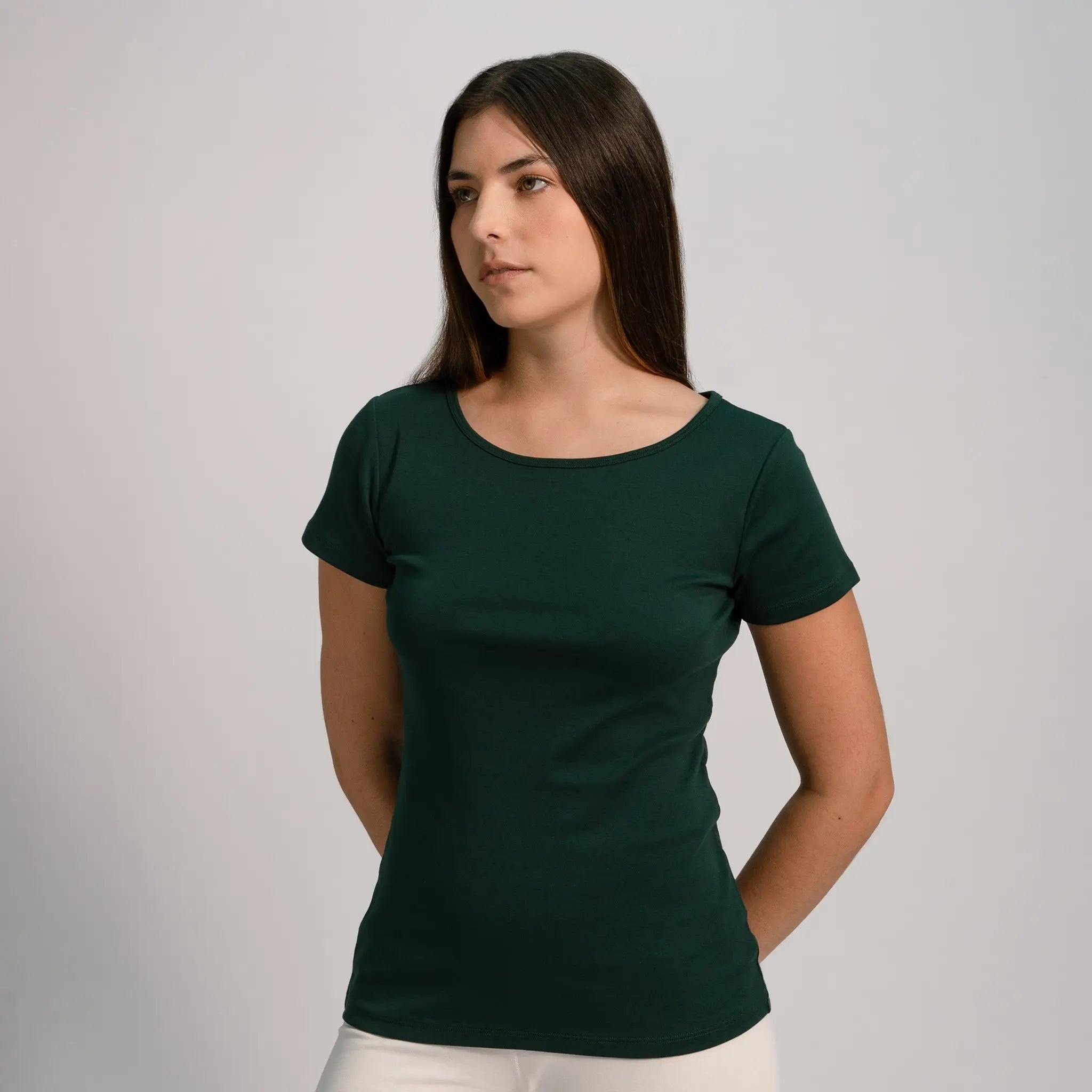 womens hypoallergenic tshirt crew neck color dark teal