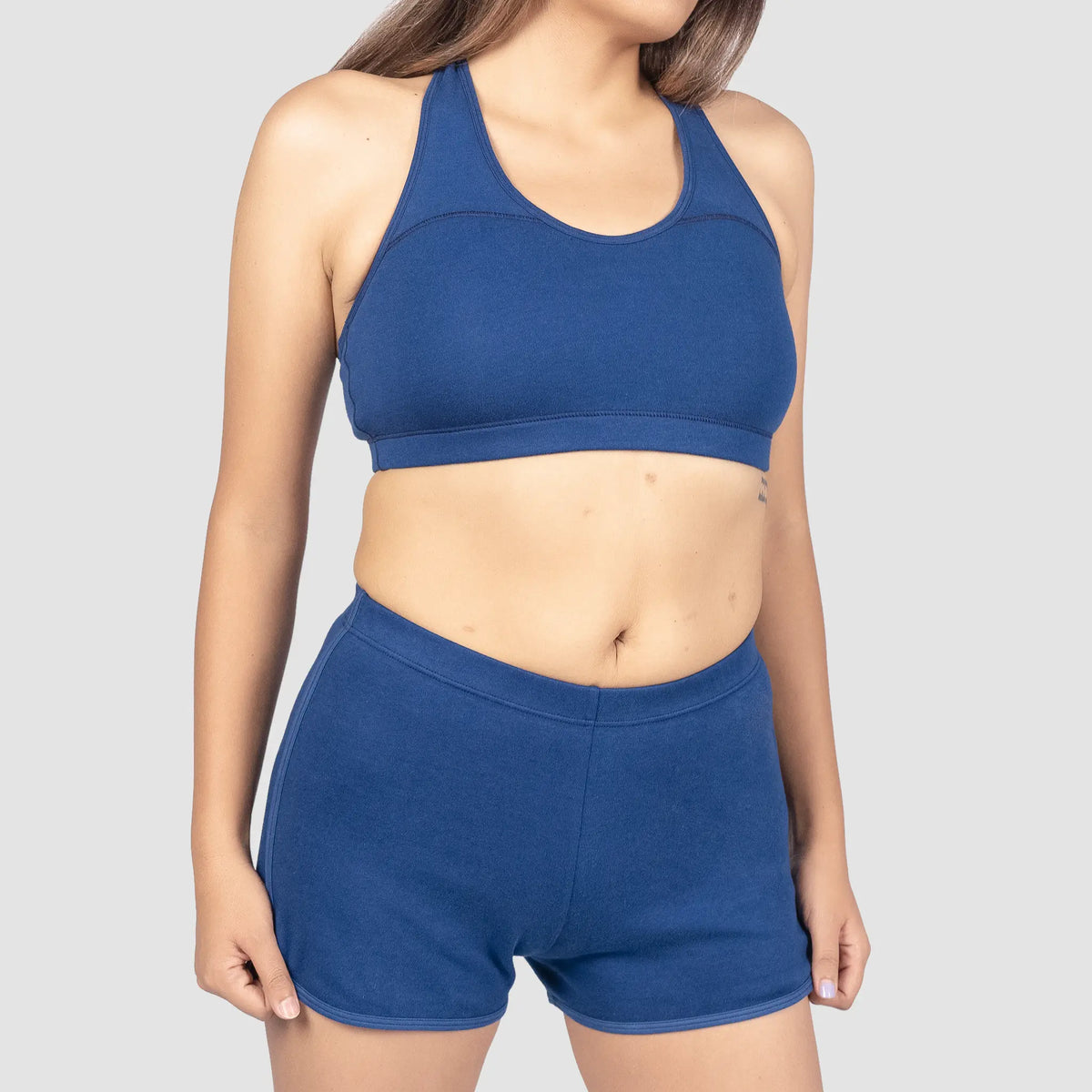 womens indoor shorts color natural blue