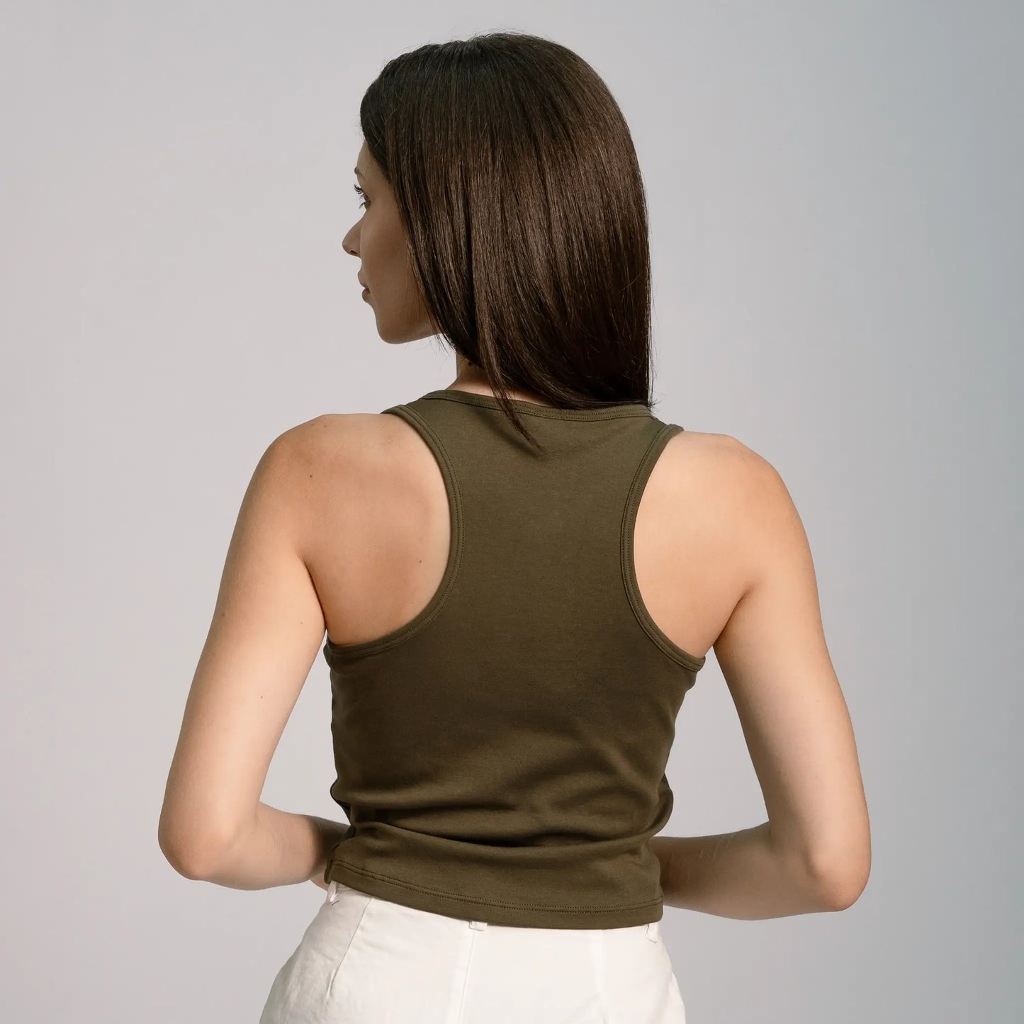 womens microplastic free short tank color green