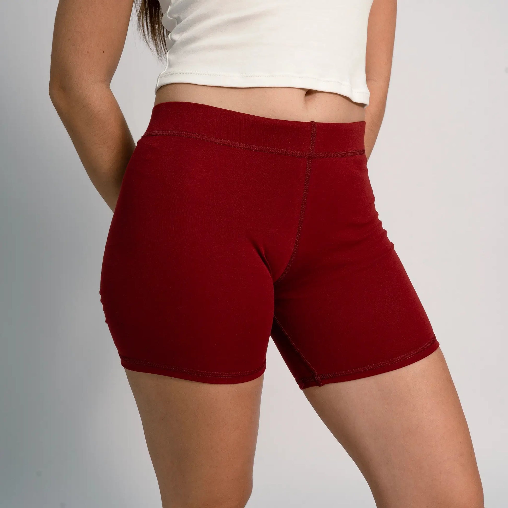 womens most comfortable biker shorts color maroon