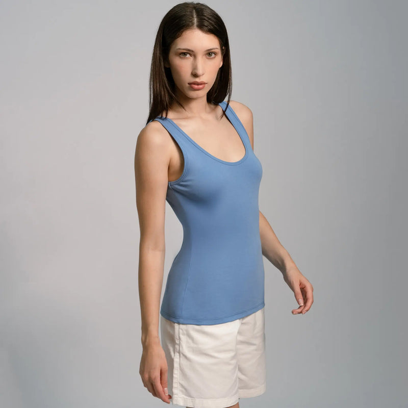 womens most sustainable tank top color sky blue
