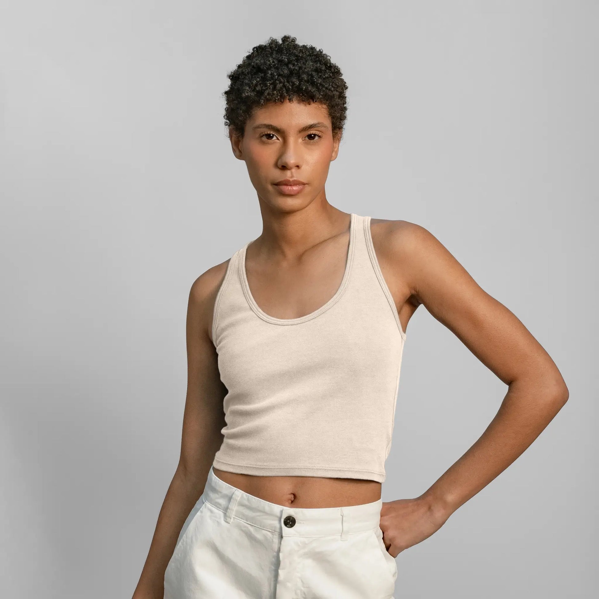 womens natural dye short tank color undyed