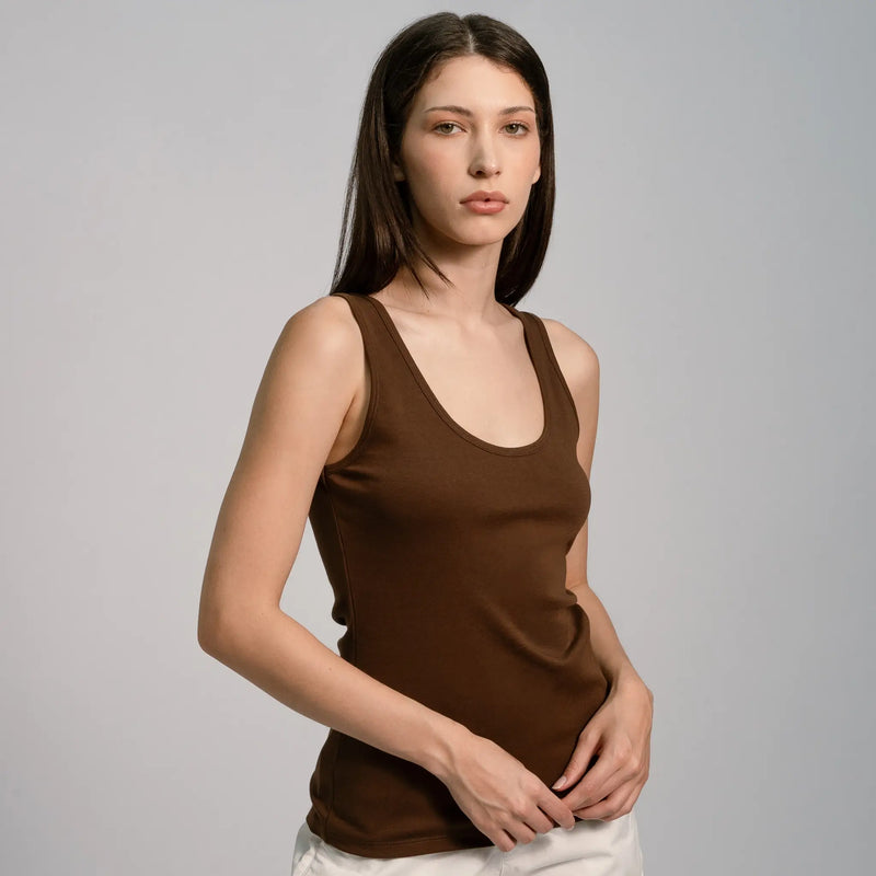 womens natural dye tank top color brown