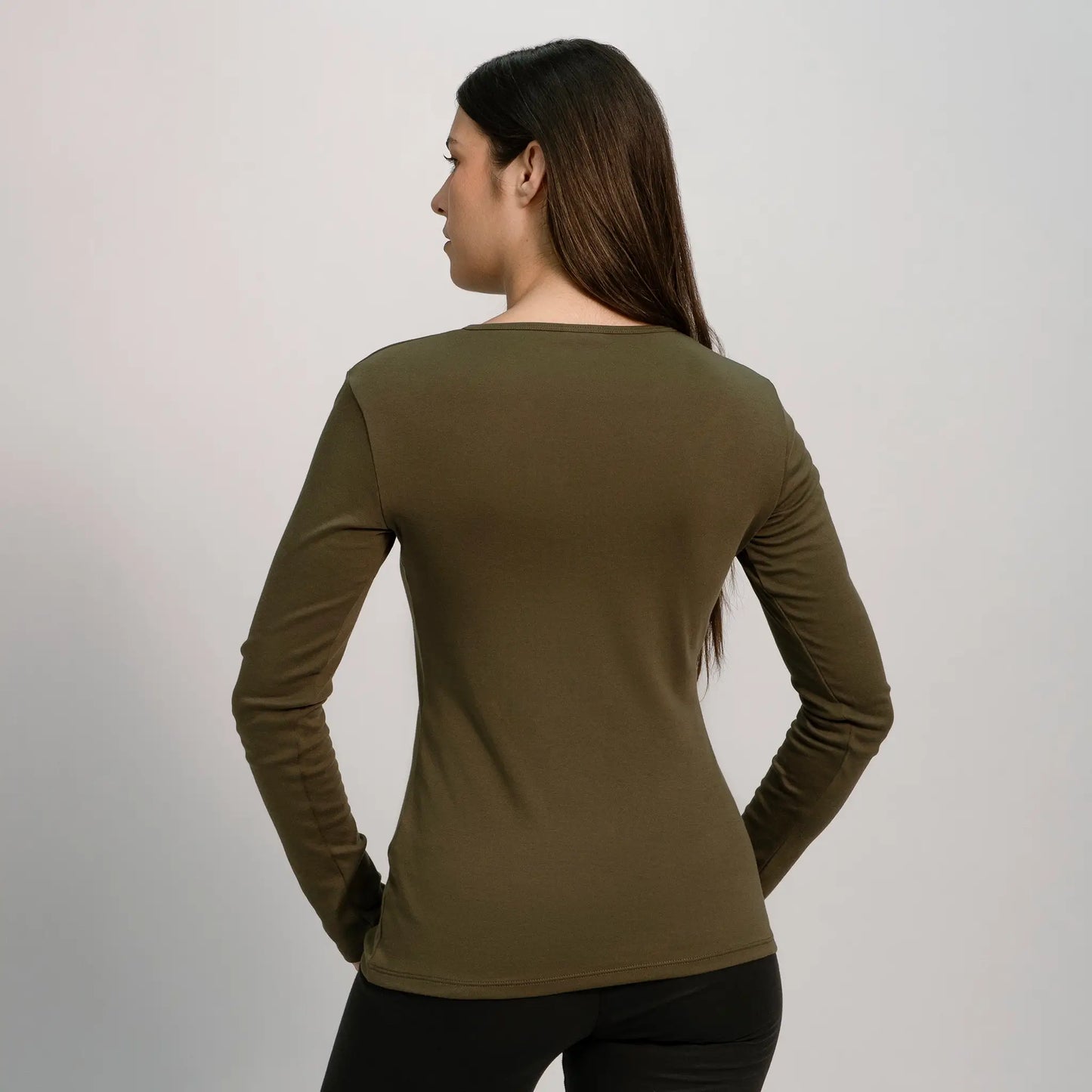womens natural dye tshirt long sleeve color green