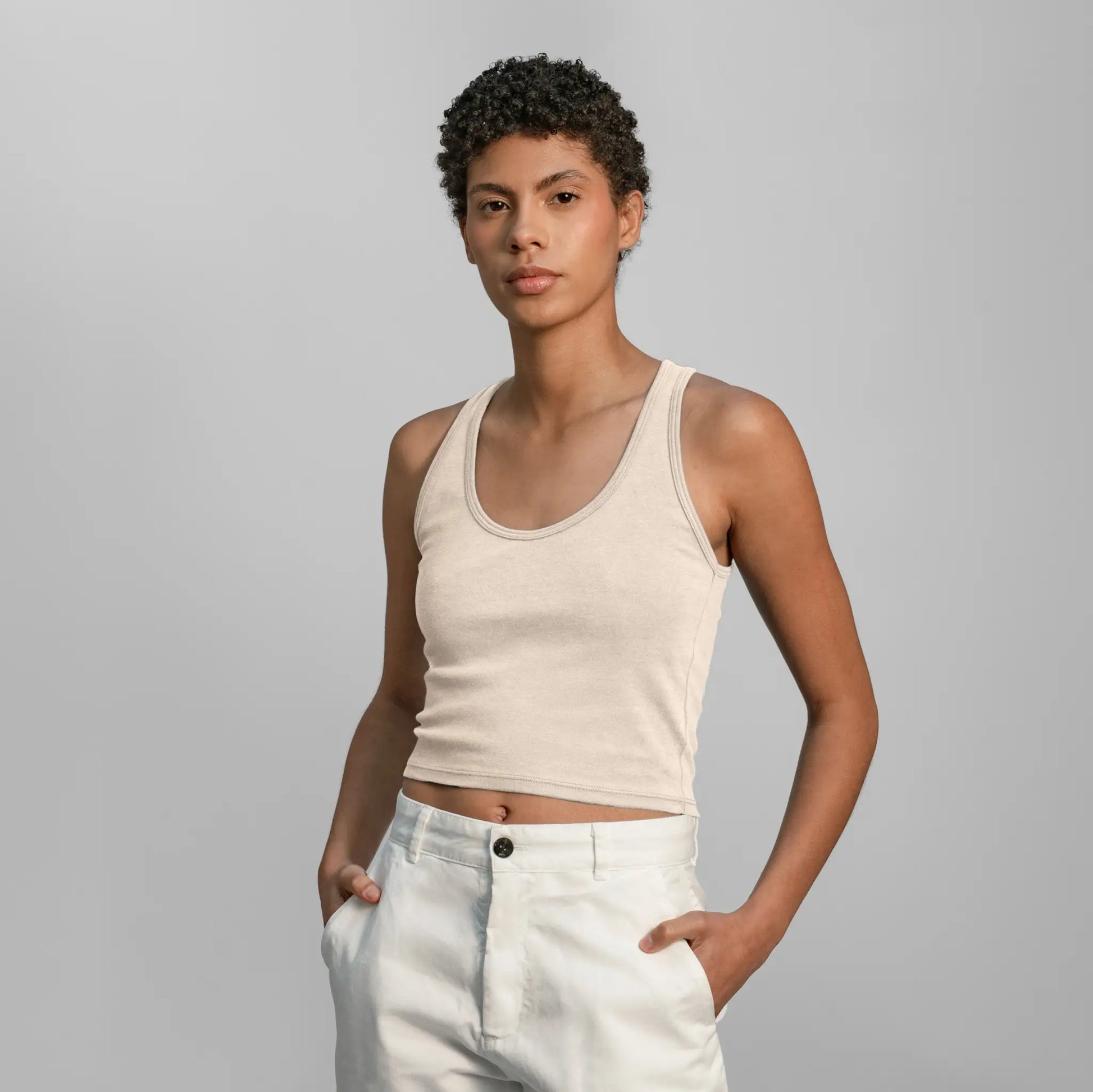 womens natural fiber short tank color undyed